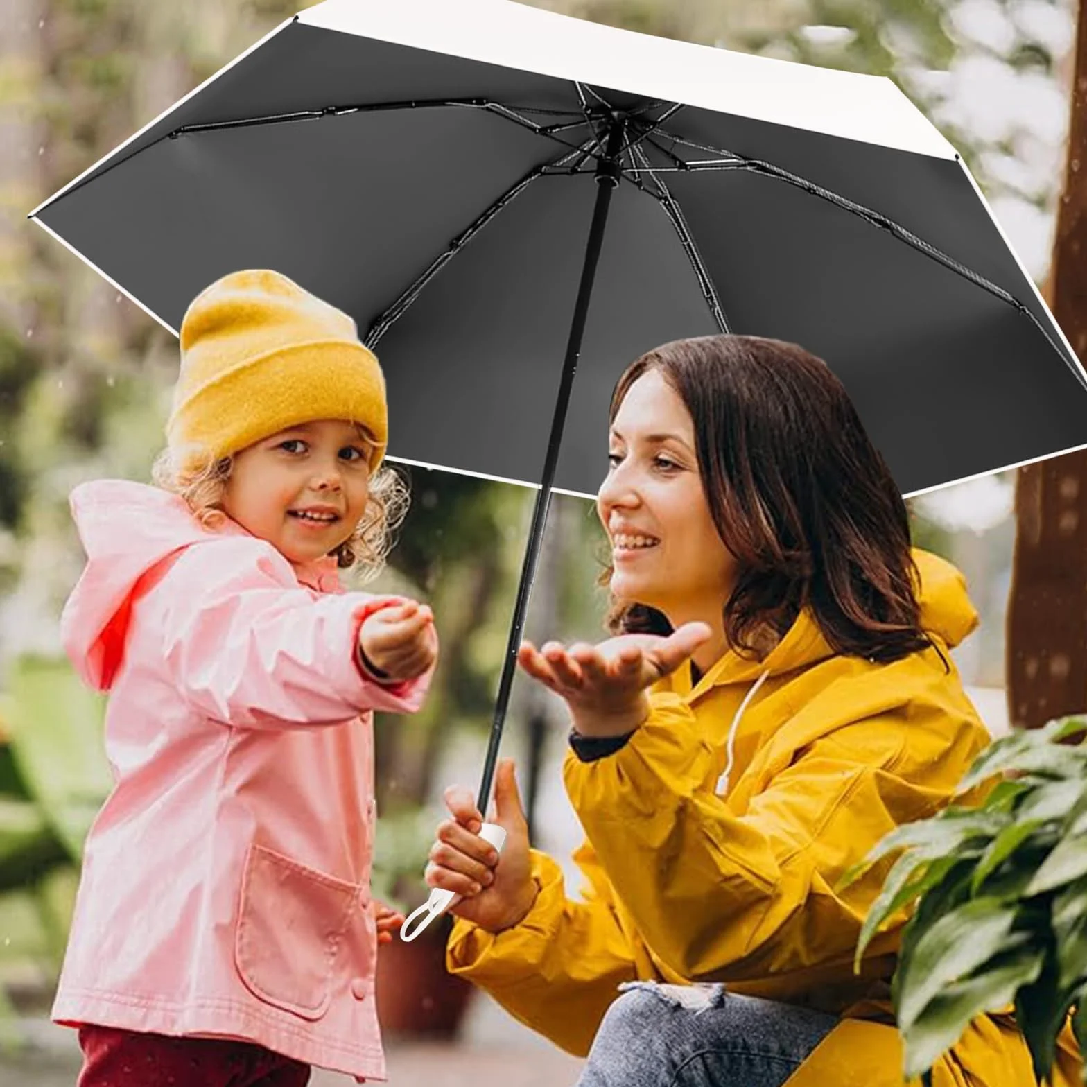 Mini Parapluie Pliant Anti UV, Parapluie de Voyage Compact Hommes Femmes