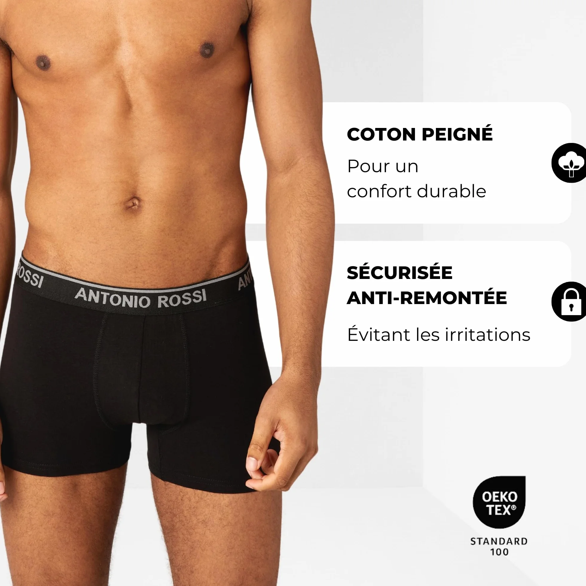 ANTONIO ROSSI boxers ajustés hommes lot 12 ceinture élastique
