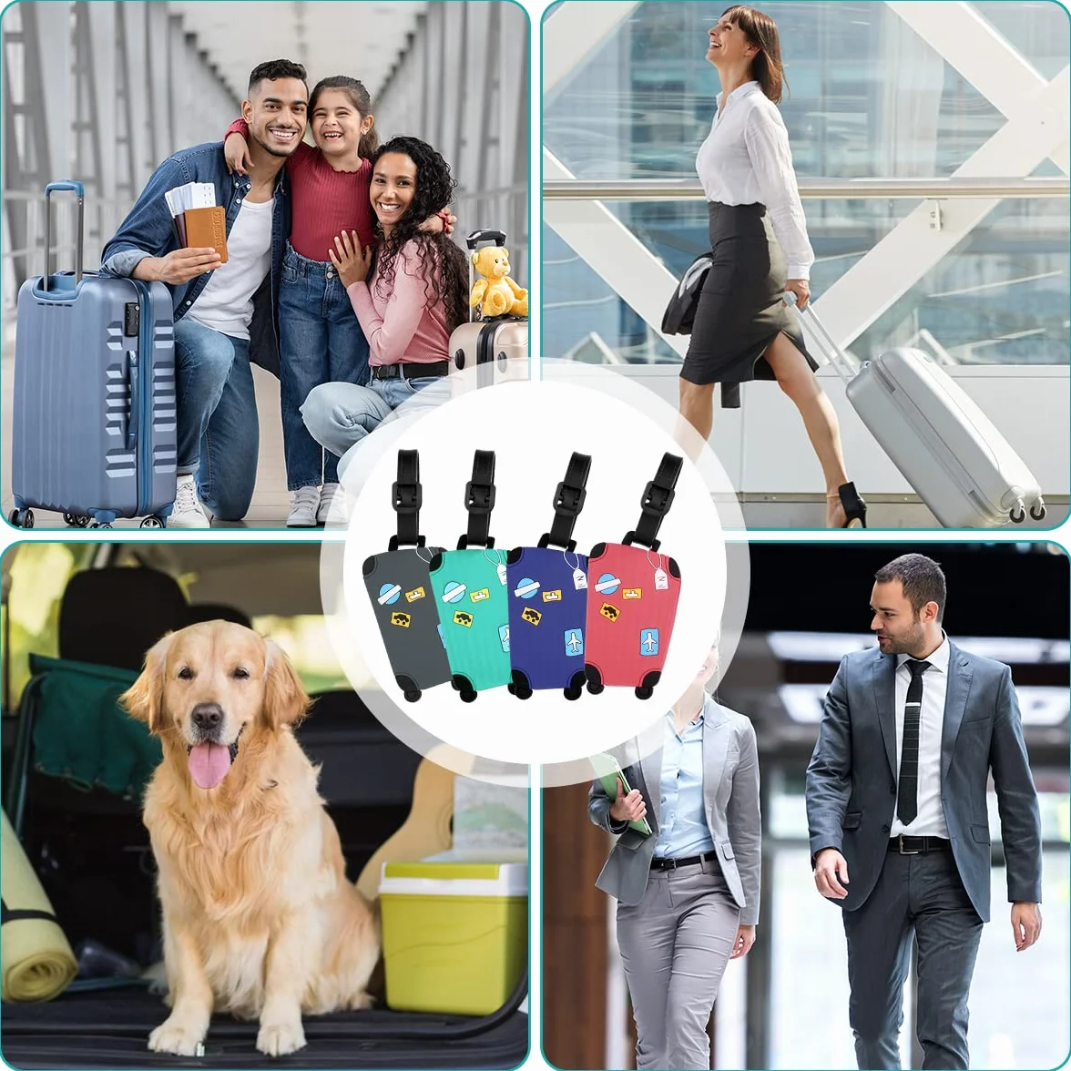 Vicloon Étiquettes Bagages en Silicone pour Sac à Main et Valise, Lot de 4 Formes Boîte