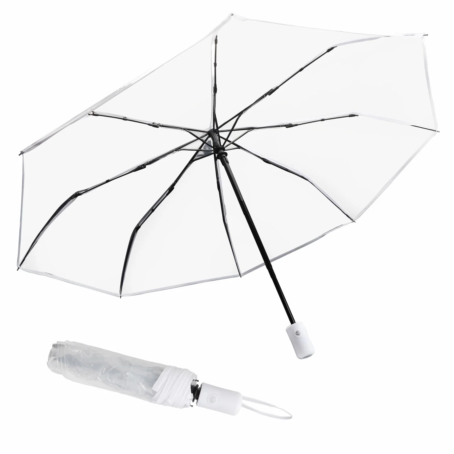 Parapluie Transparent Automatique Pliant Anti-Vent pour Mariage Femme Homme