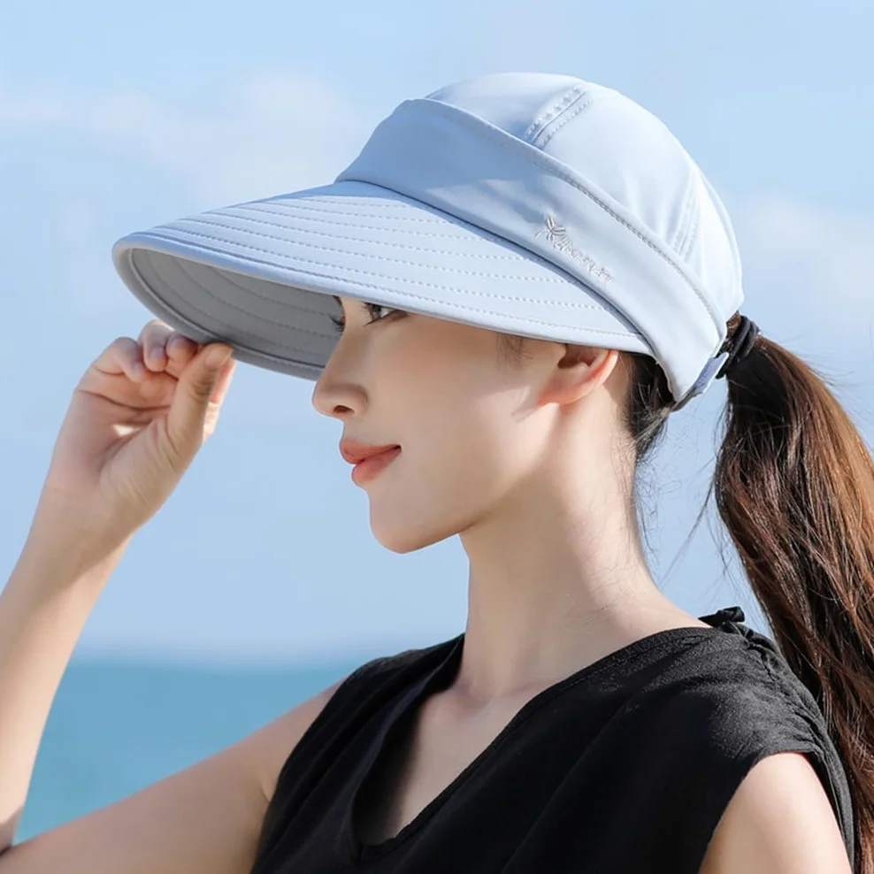 Casquette Visière Sport Été Chapeau de Soleil Démontable Femme Large Bord Pliable Protection UV