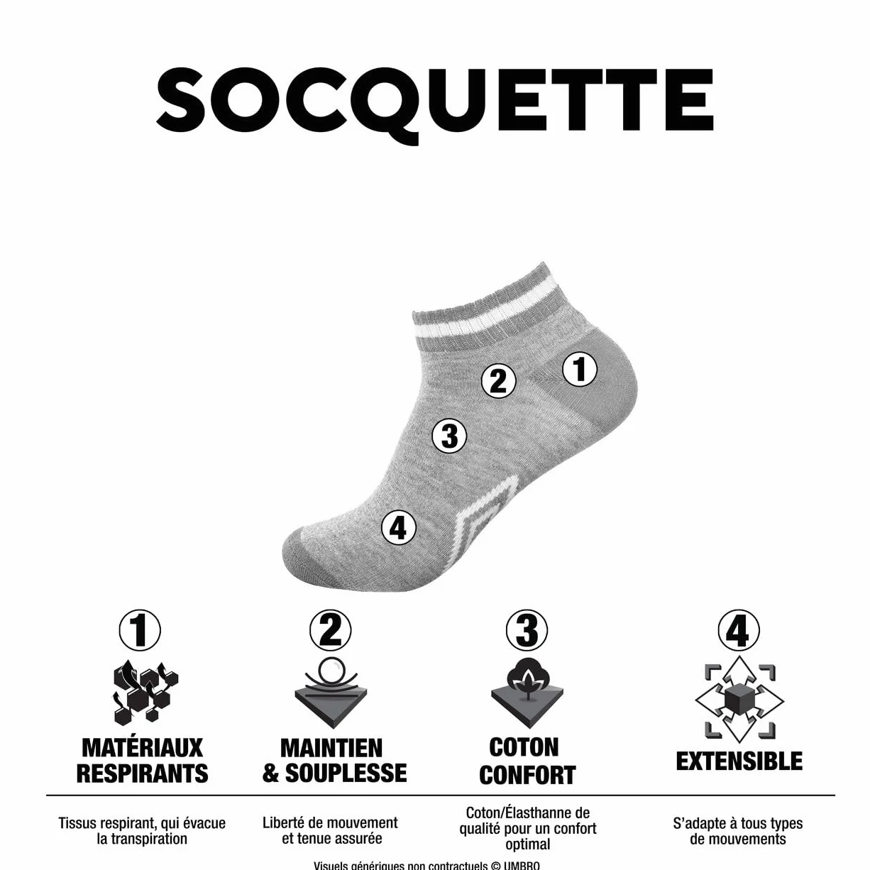 Umbro Chaussettes Homme Lot de 5 Anti-Glisse