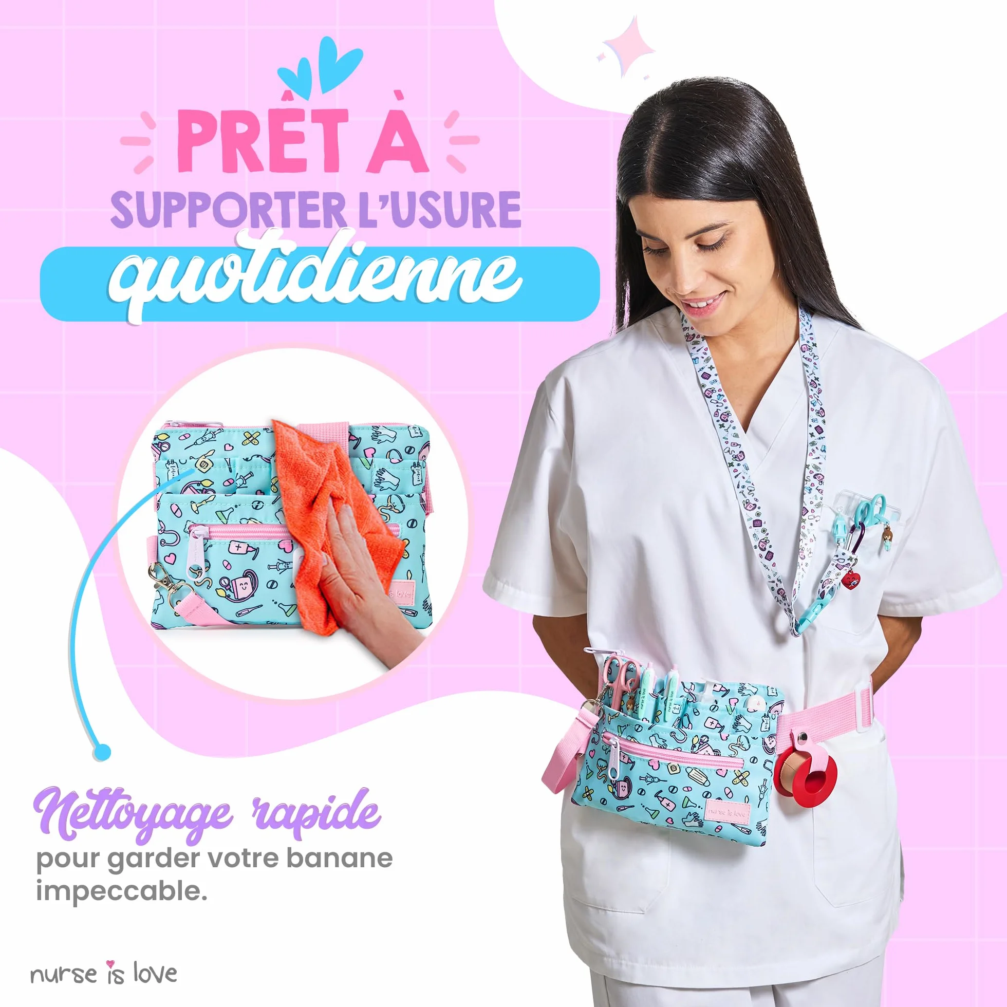 Pochette Ceinture Infirmiere Sac Banane Femme - Porte-Outil Ciseaux Pansement Accessoires