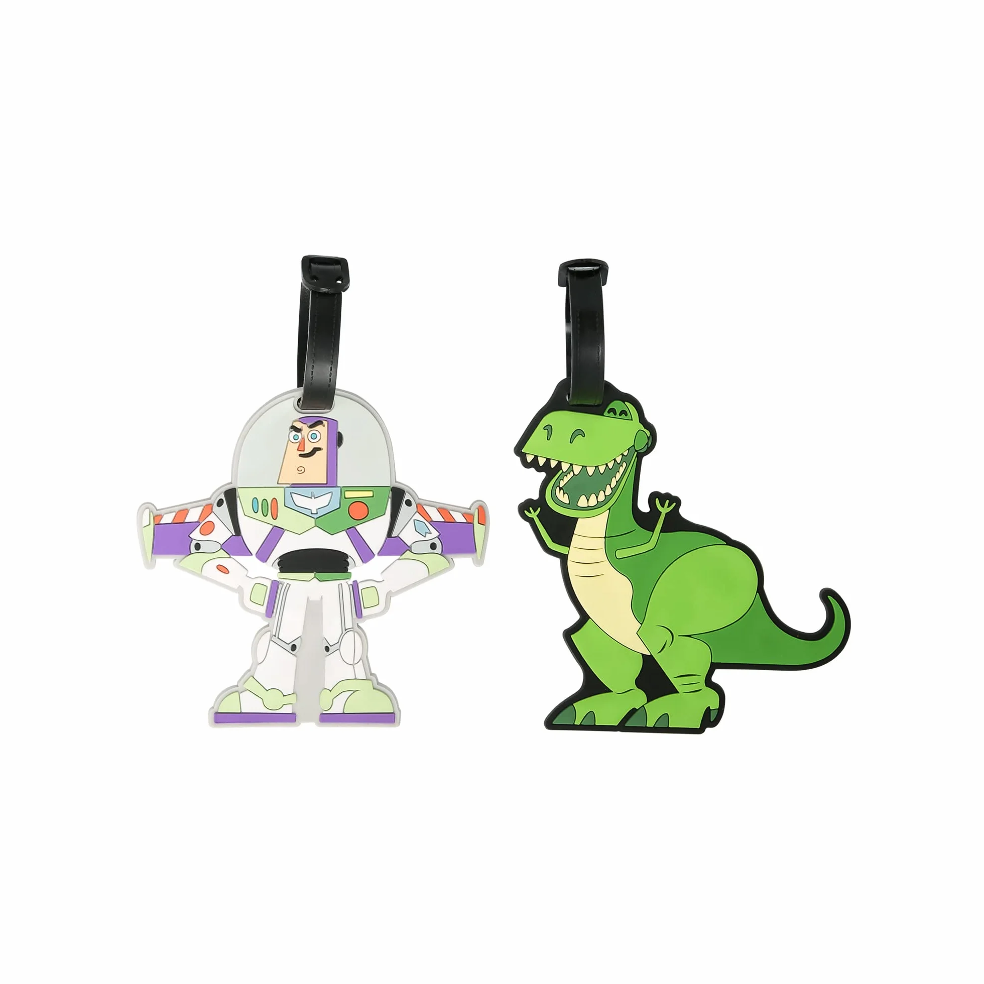 Disney Toy Story Lot de 2 étiquettes à Bagages Buzz & Rex Vert/Blanc/Violet