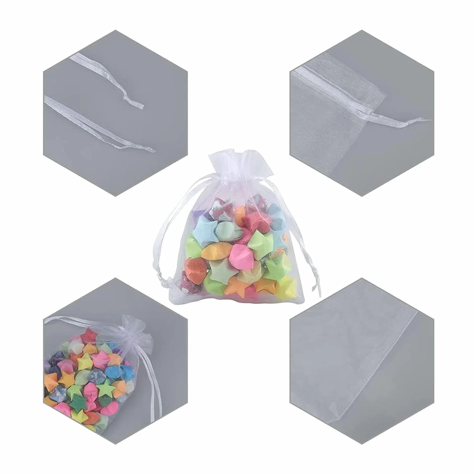 Sachets en organza blanc 7x9 cm lot de 100 pour mariage bijoux lavande bonbons décoration