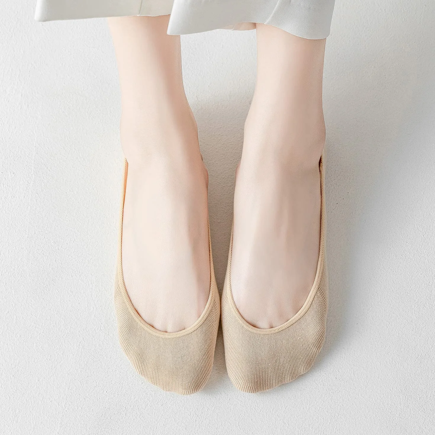 Chaussettes Femme Invisible en Coton avec Bandes Antidérapantes - Socquettes Respirantes