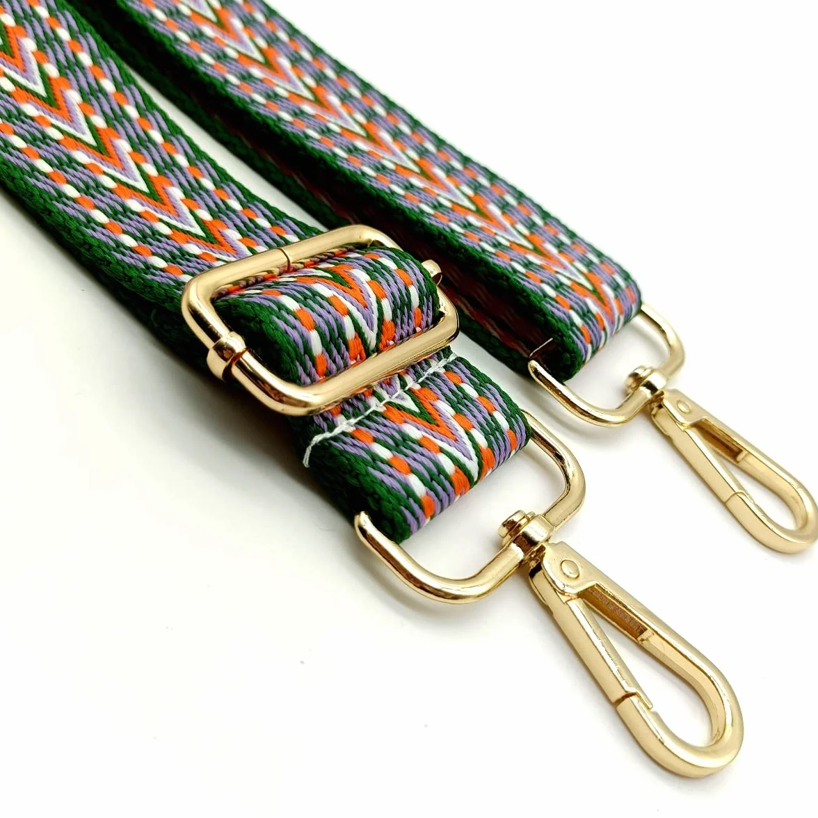 Sangle de Rechange Universelle pour Sac à Main, Bandoulière Réglable Vert Orangé avec Boucle Dorée 22