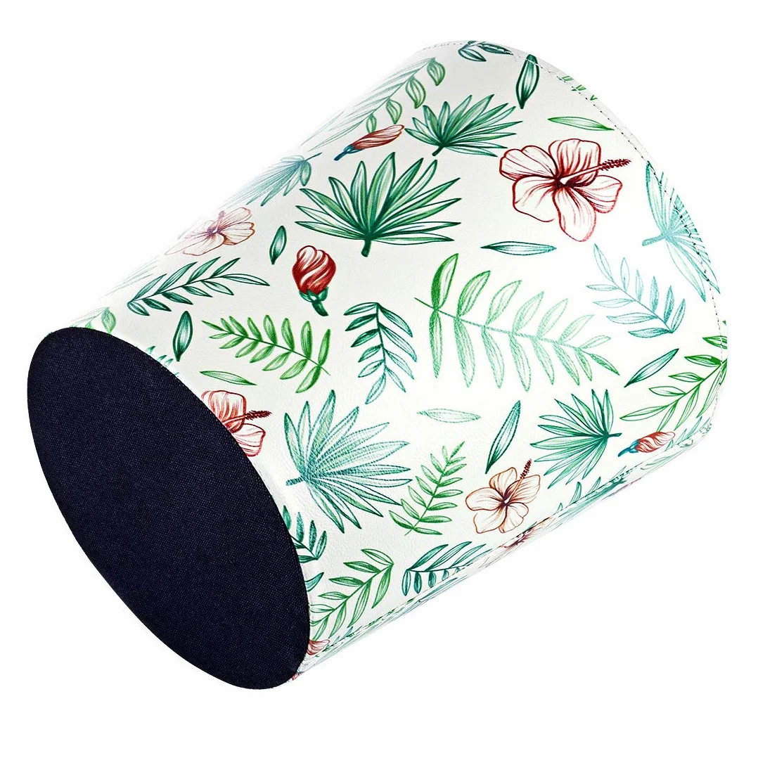 Poubelle en cuir 10 L étanche pour chambre d'enfant fleurs tropicales