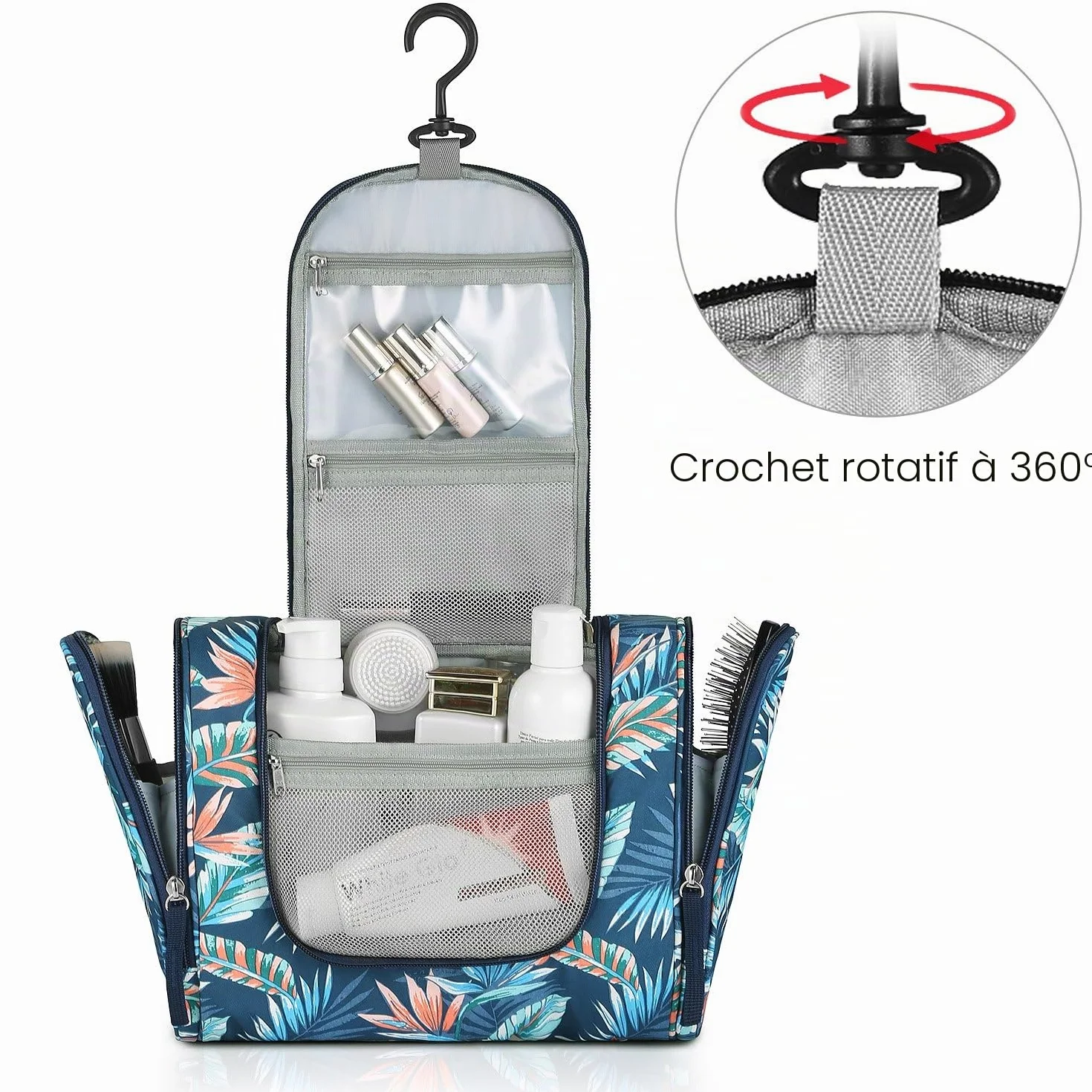 FOREGOER Trousse de Toilette Voyage Grande Sac de Toilette cosmétiques Suspendre Vanité Femme