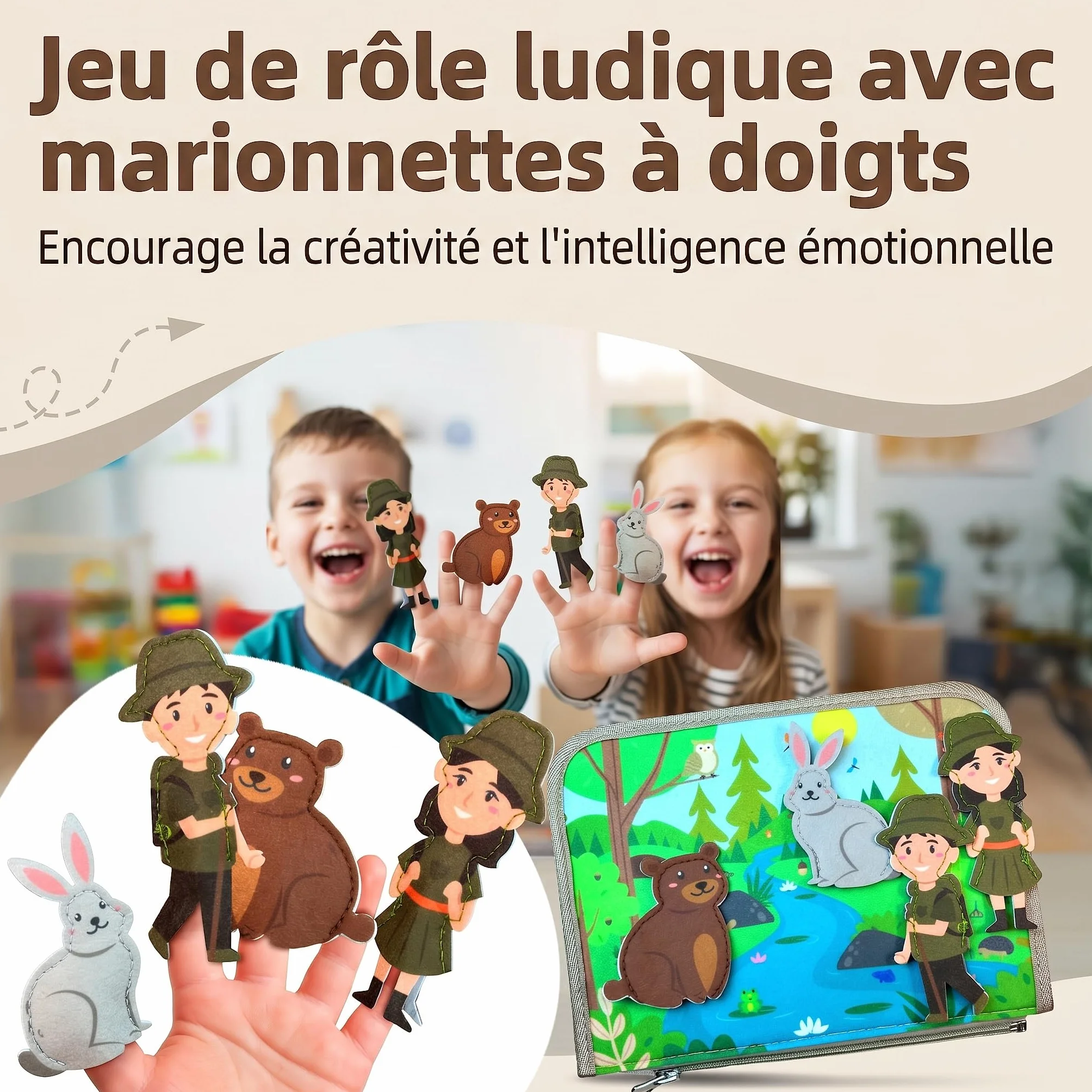 Mallie Montessori Busy Board en Français pour 1 2 3 Ans avec Jeu de Rôle & Marionnettes