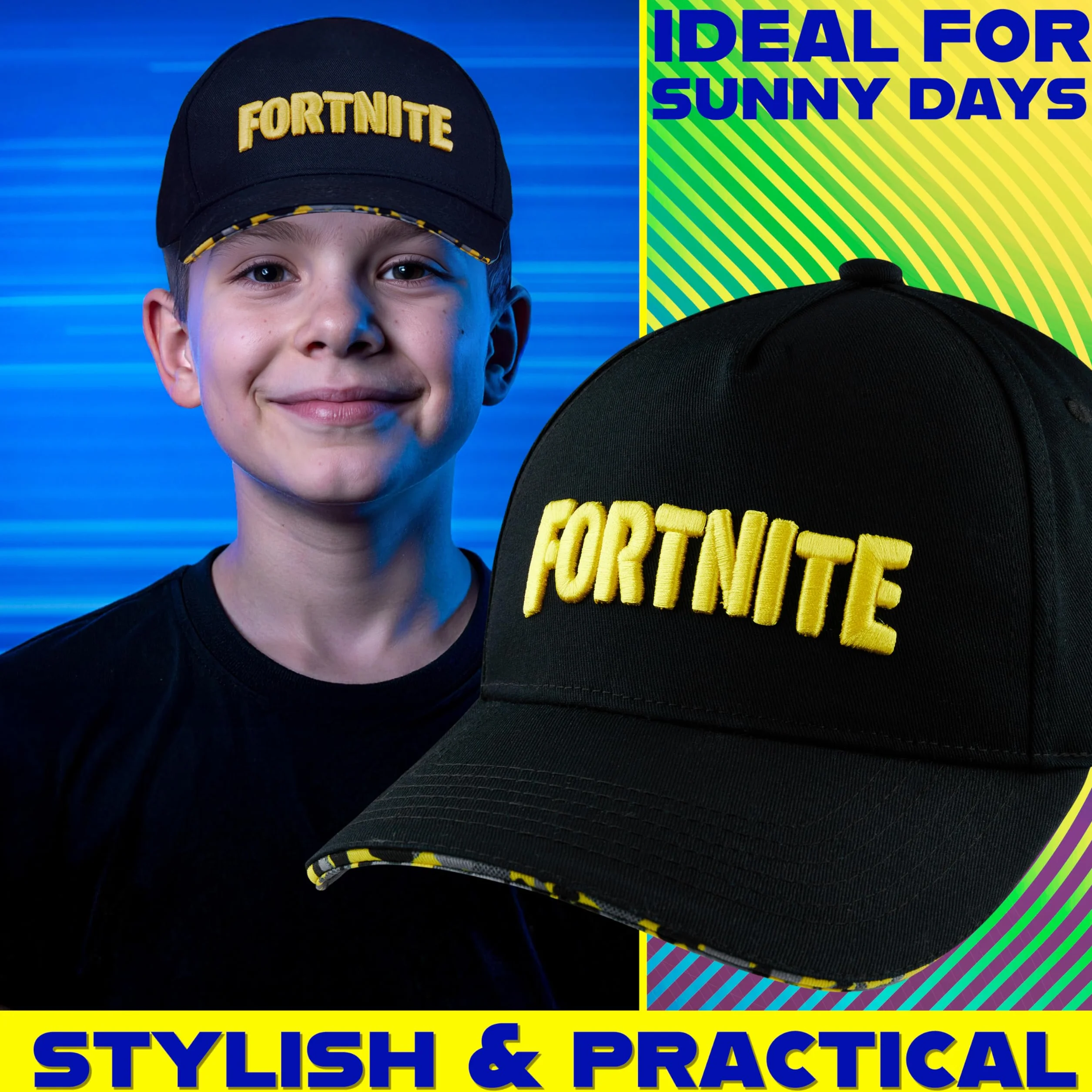 Fortnite Casquette de Baseball pour Garçon Ado Chapeau de Soleil à Visière avec Sangle Ajustable