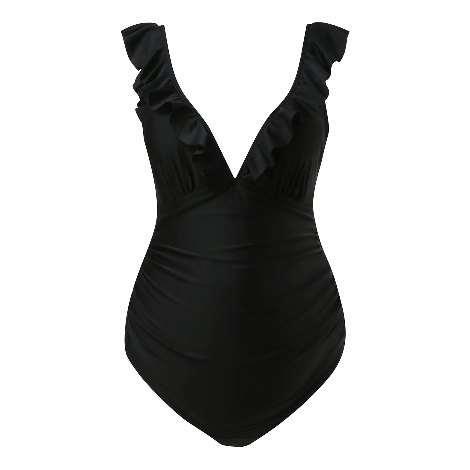 Maillot de Bain Maternité Une Pièce Col en V pour Femme Enceinte