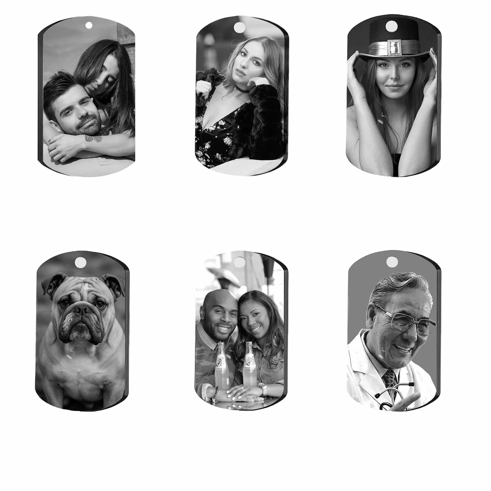 Sophon Porte-clés personnalisé photo Gravure Laser Noir et Blanc Double Face Texte Personnalisable Cadeau Anniversaire