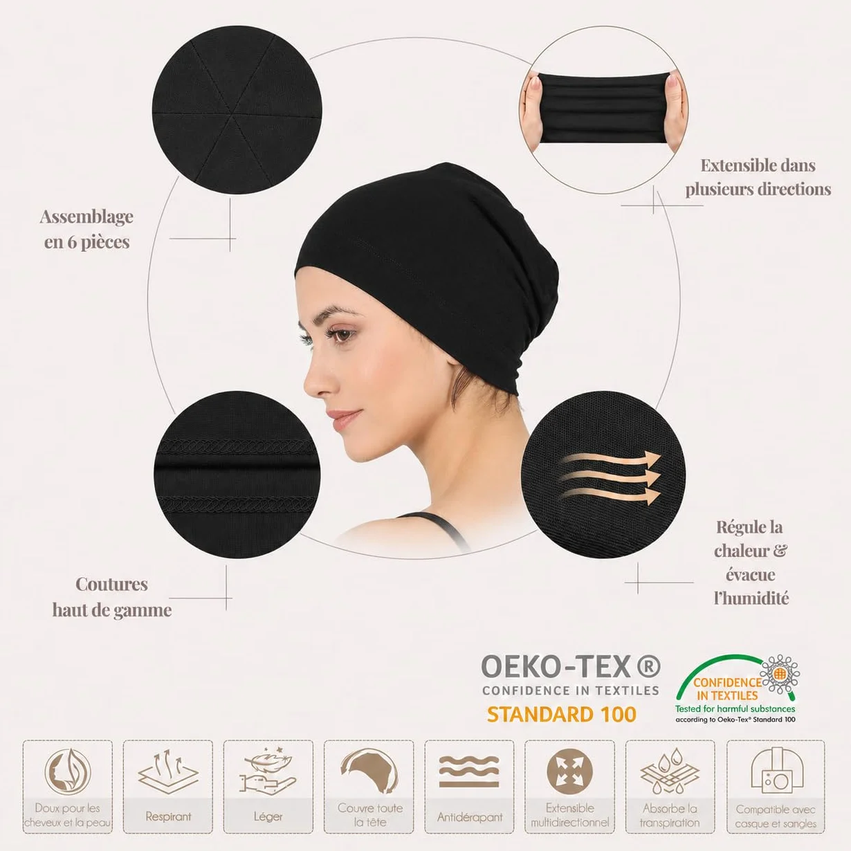Bonnet Chimio en Bambou pour Femmes et Hommes – Ultra-Doux et Respirant pour l'Alopecie