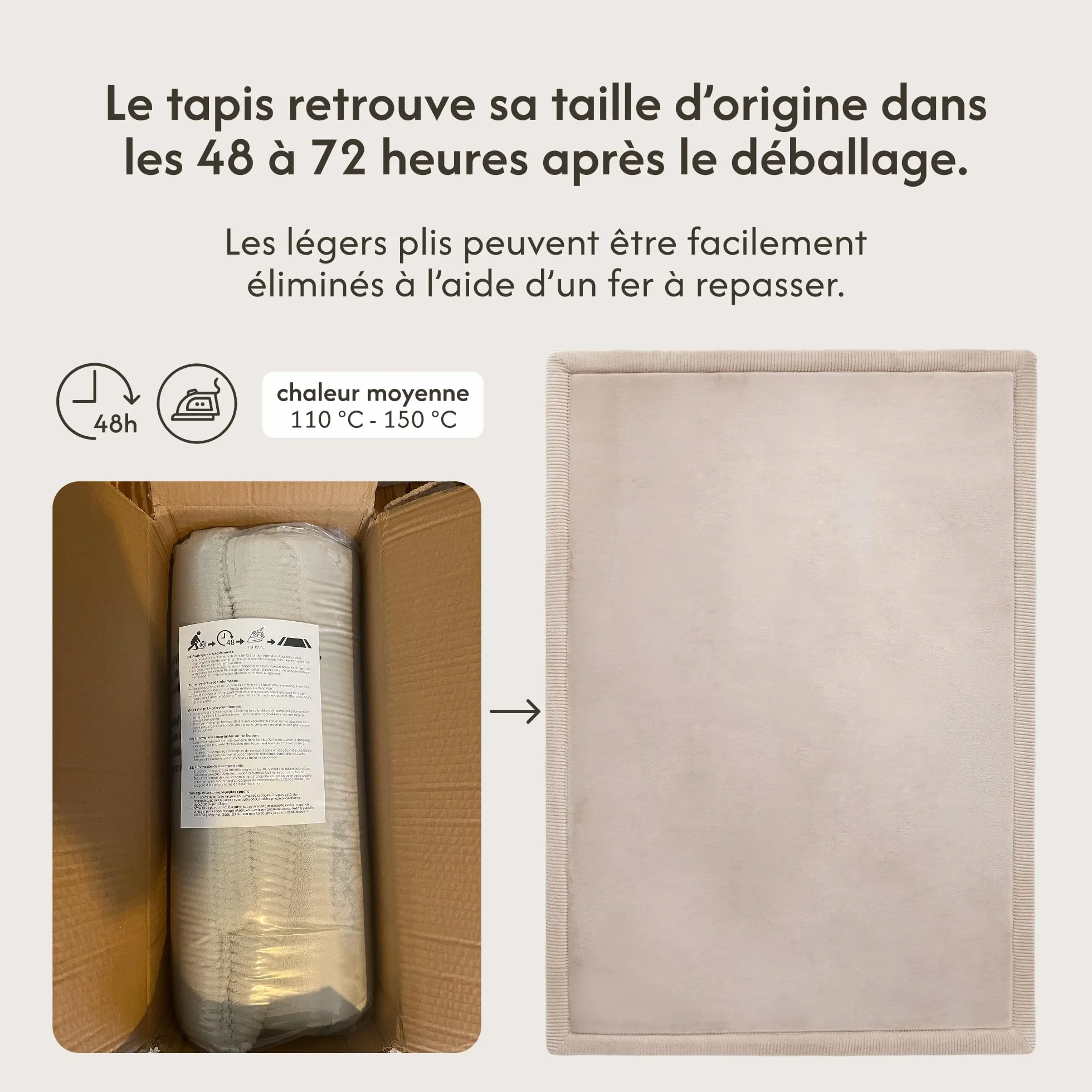 Hakuna Matte Tapis d'éveil Bébé 170x120x2,5cm Beige – Tapis de Jeux avec Mousse Mémoire Antidérapant