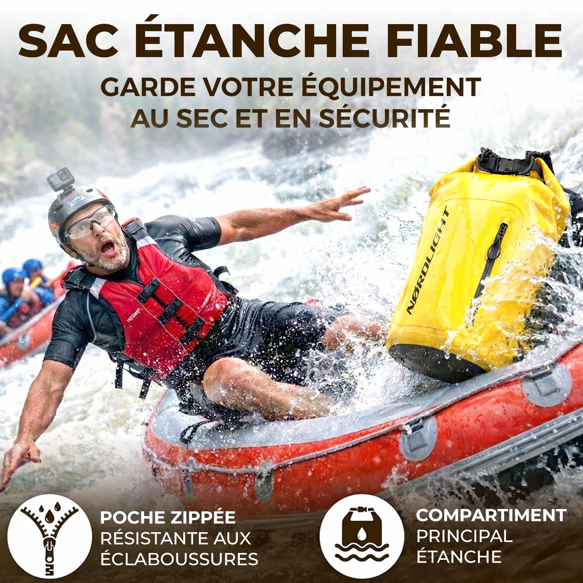 Nordlight Sac Étanche 20 L Vert Olive - Sac à Dos Nautique Impermeable avec Pochette Téléphone