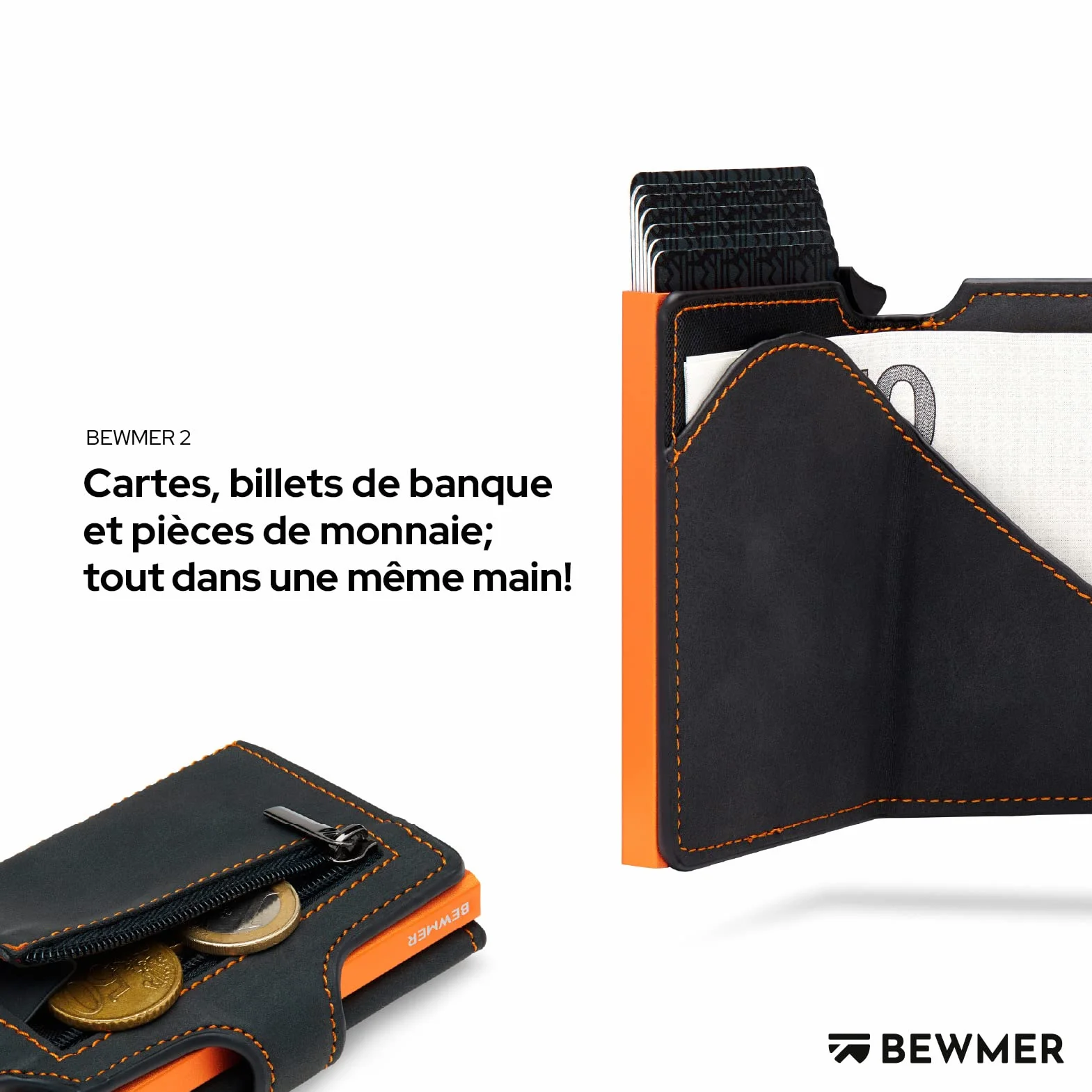 BEWMER Porte Carte de Crédit 2 Blindé | Portefeuille Slim RFID Anti-clonage Homme Femme