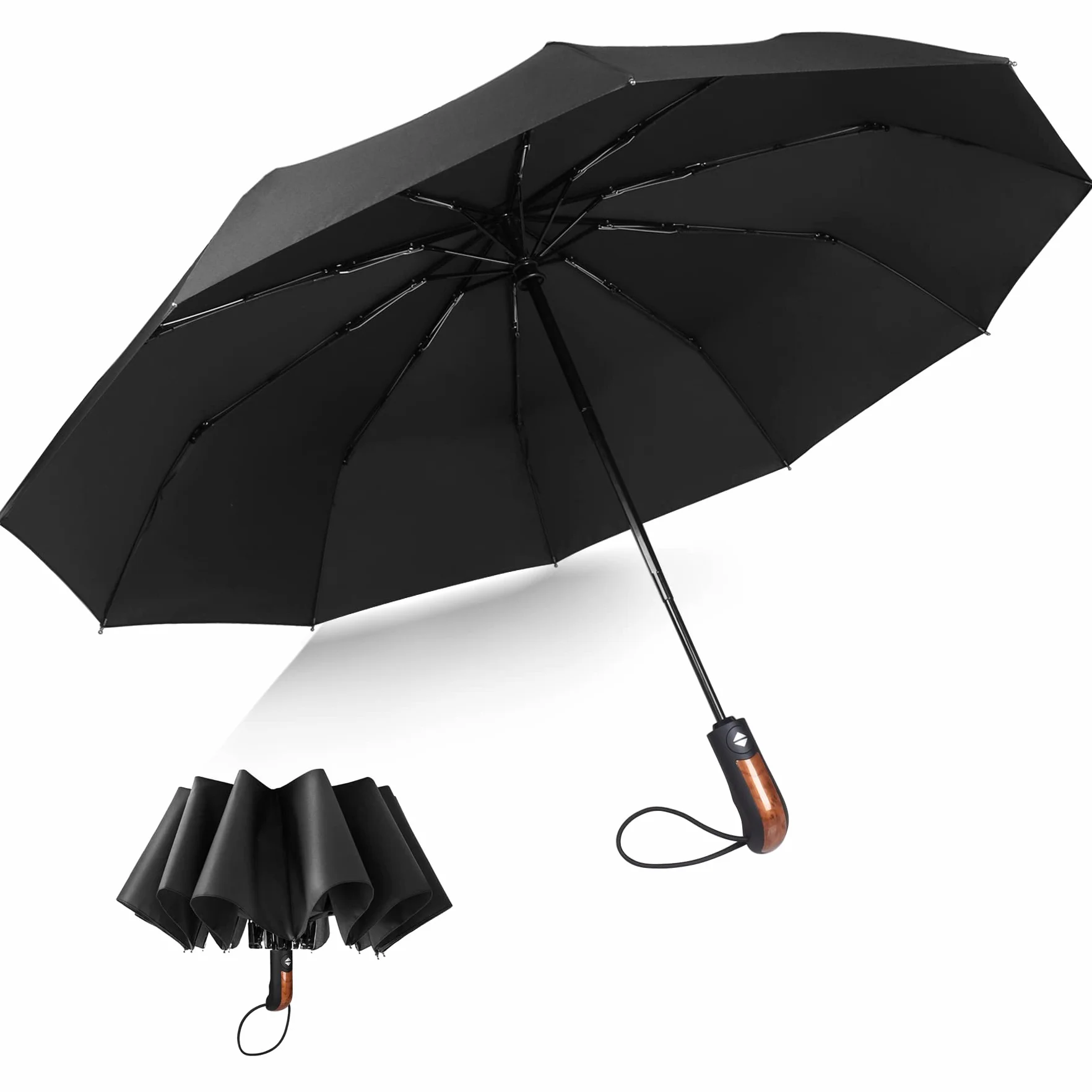 Parapluie Pliant Automatique Imperméable Homme Noir 106 cm 10 Baleines Anti Vent