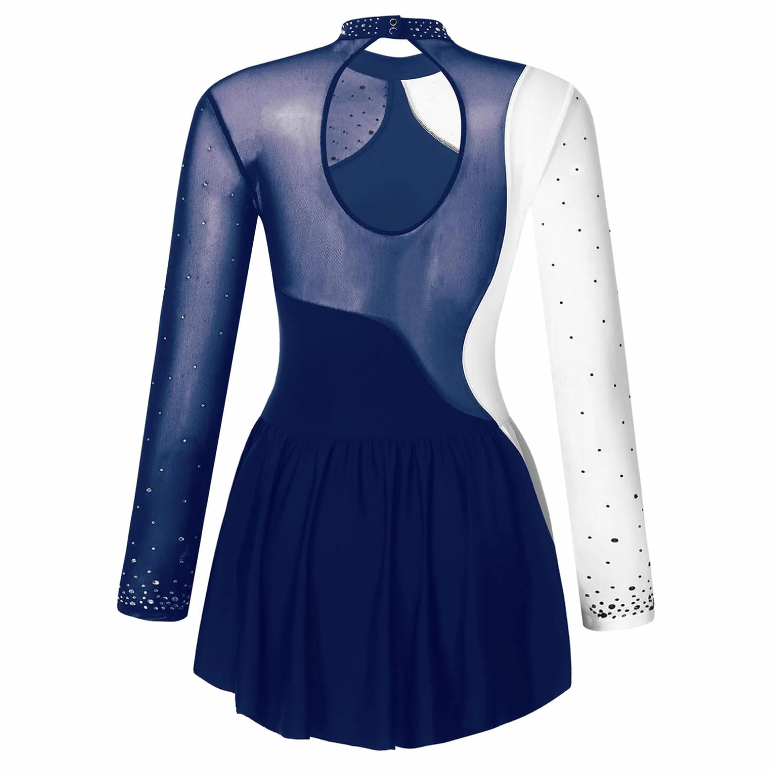 Justaucorps Robe Patinage Artistique Strass Manches Longues Gymnastique Leotard Brillant S-XXL