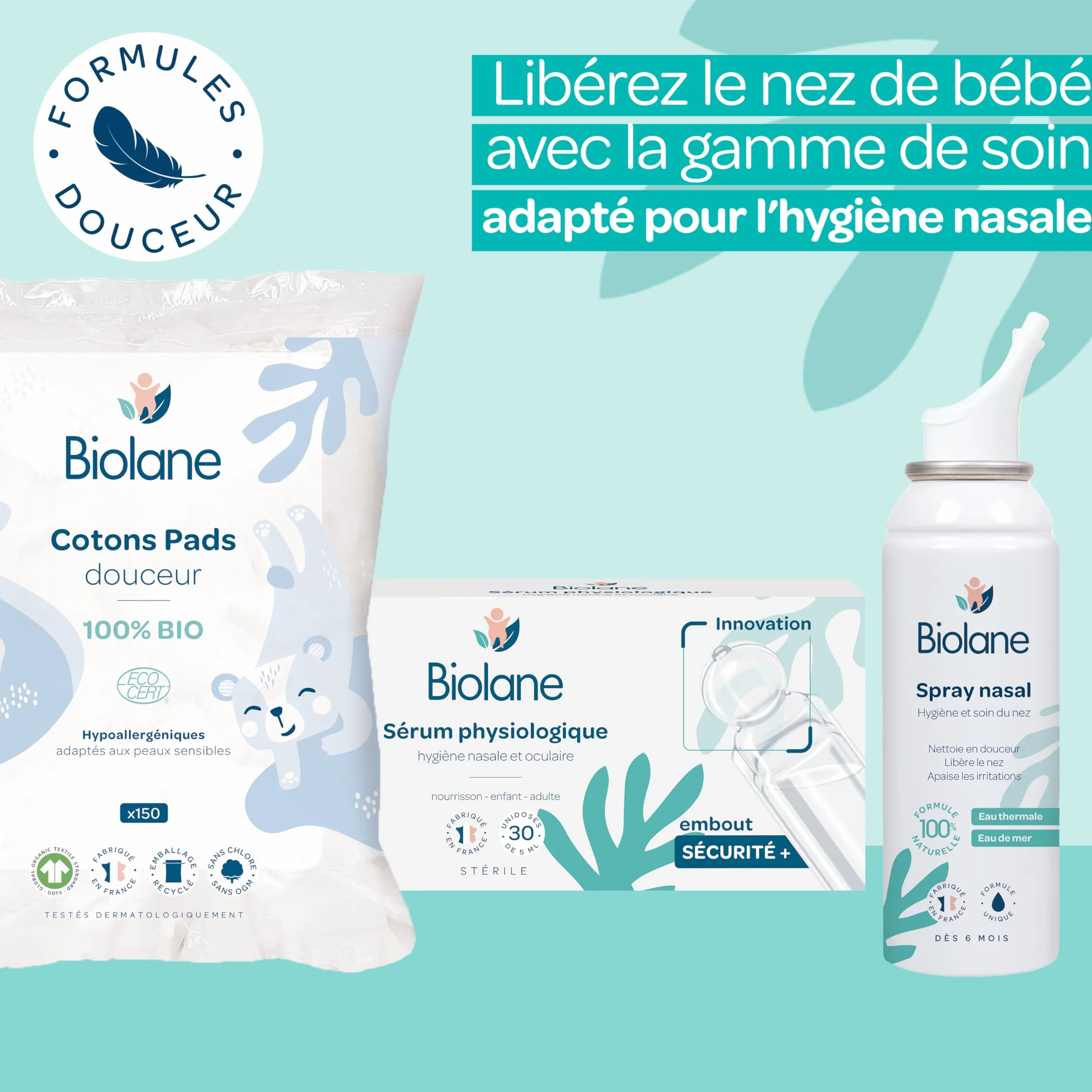 BIOLANE Spray Nasal Eau de Mer thermale Bébé Hygiène et Soin du nez 100% Naturelle Dès 6 mois Fabriqué en France