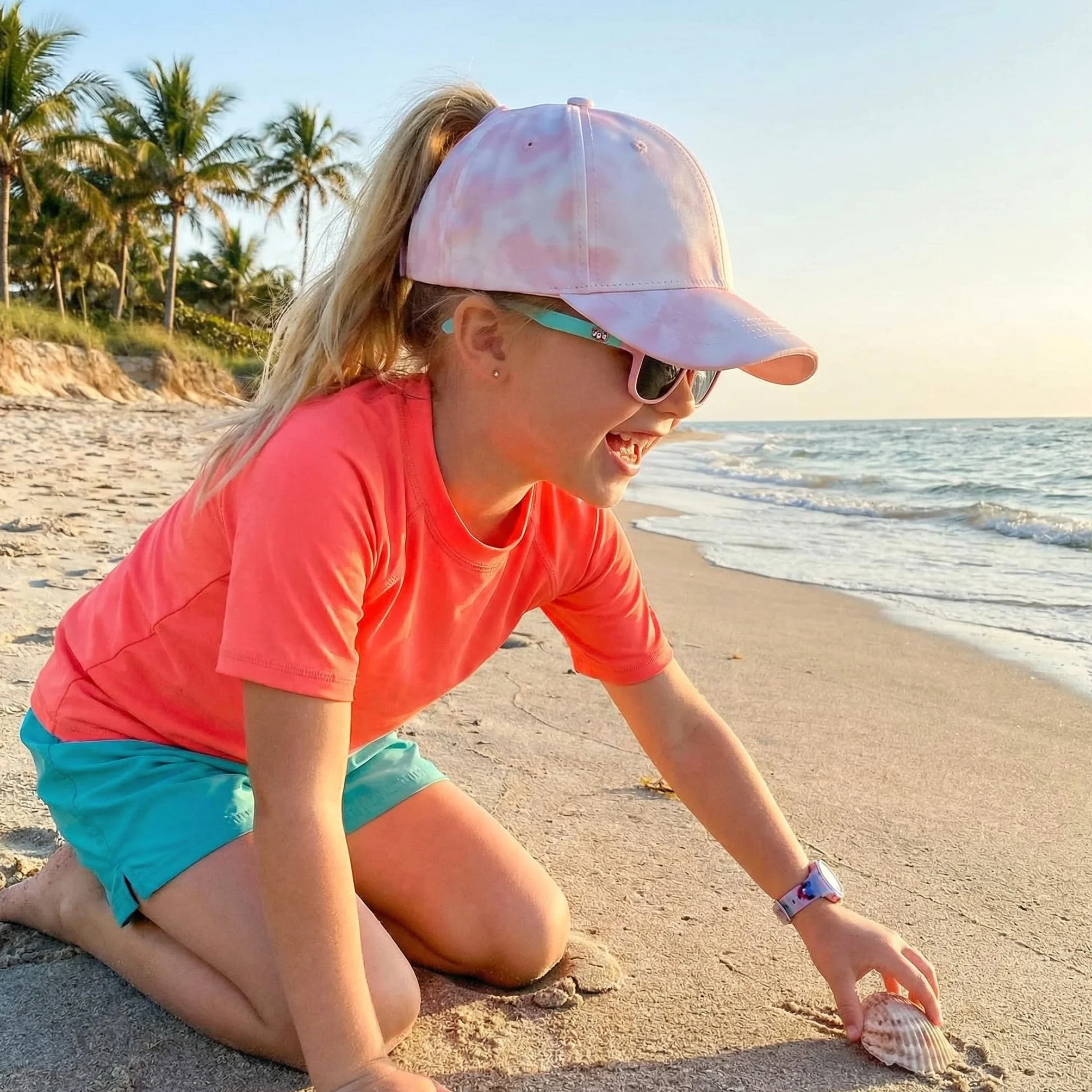 YAMEE Casquette de Baseball Fille Réglable Chapeau Soleil Queue de Cheval Doux Confortable Enfant Lumière Respirante Anti-Soleil Sport Extérieur Été