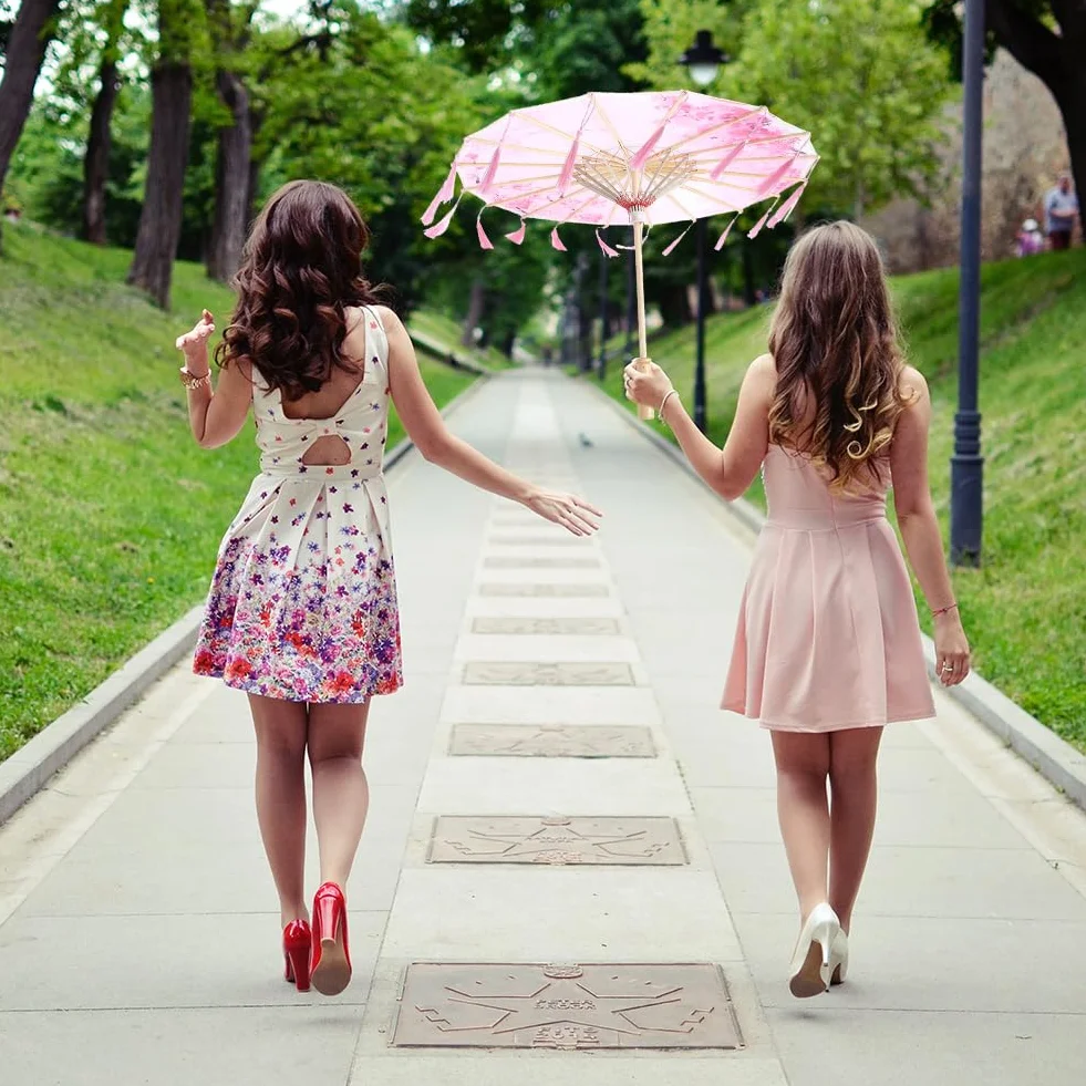 Parapluie à Pompon en Soie, Parasol en Soie de Bambou Chinois avec Glands, Parapluie de Danse Classique Imperméable pour Mariage (Rose)