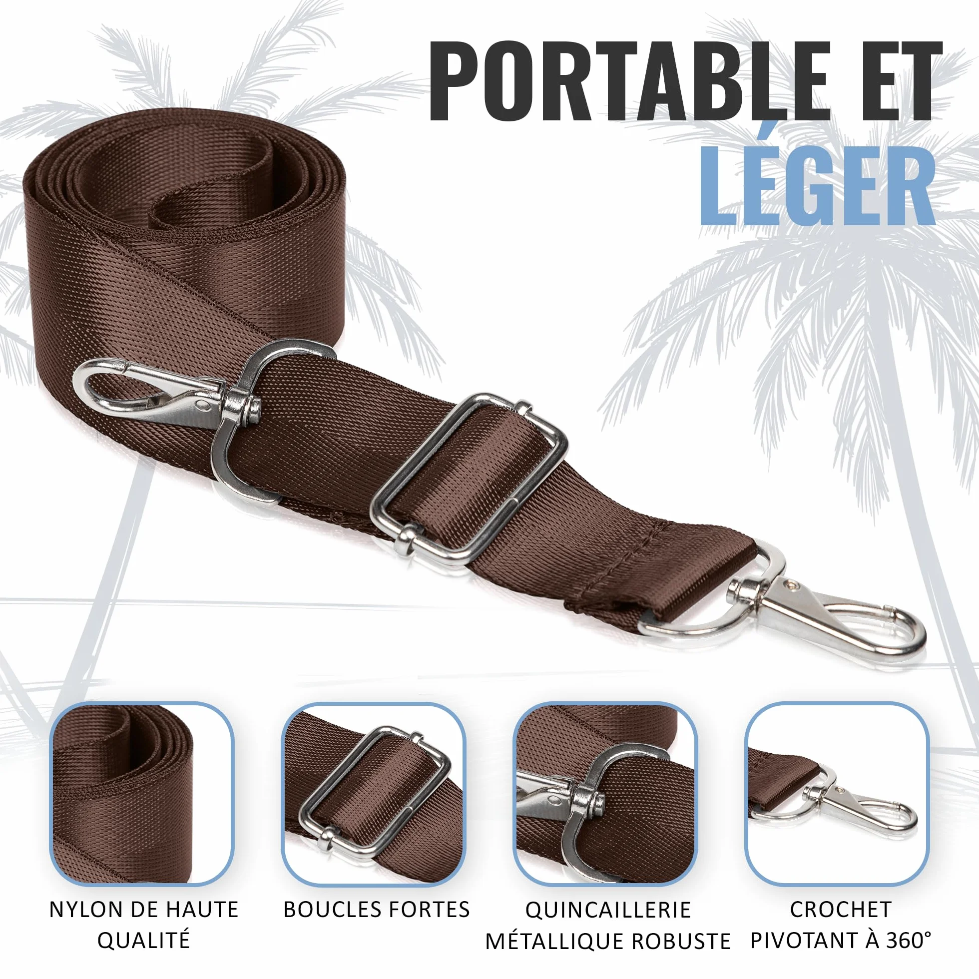 Bandoulière pour Sac 80-143cm Sangle de Rechange Universelle Ajustable