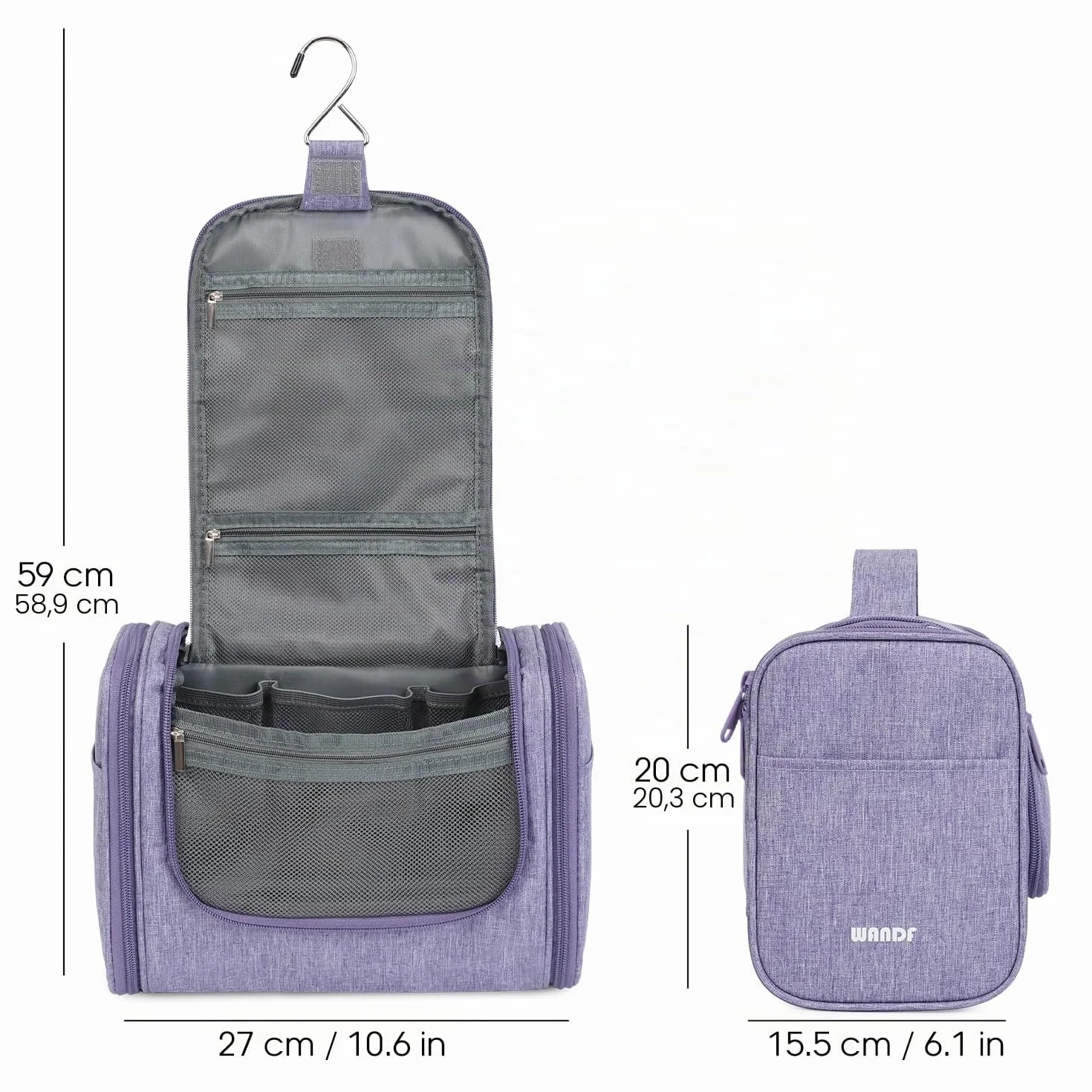 WANDF Grande Trousse de Toilette à Suspendre pour Femme Camping Voyage
