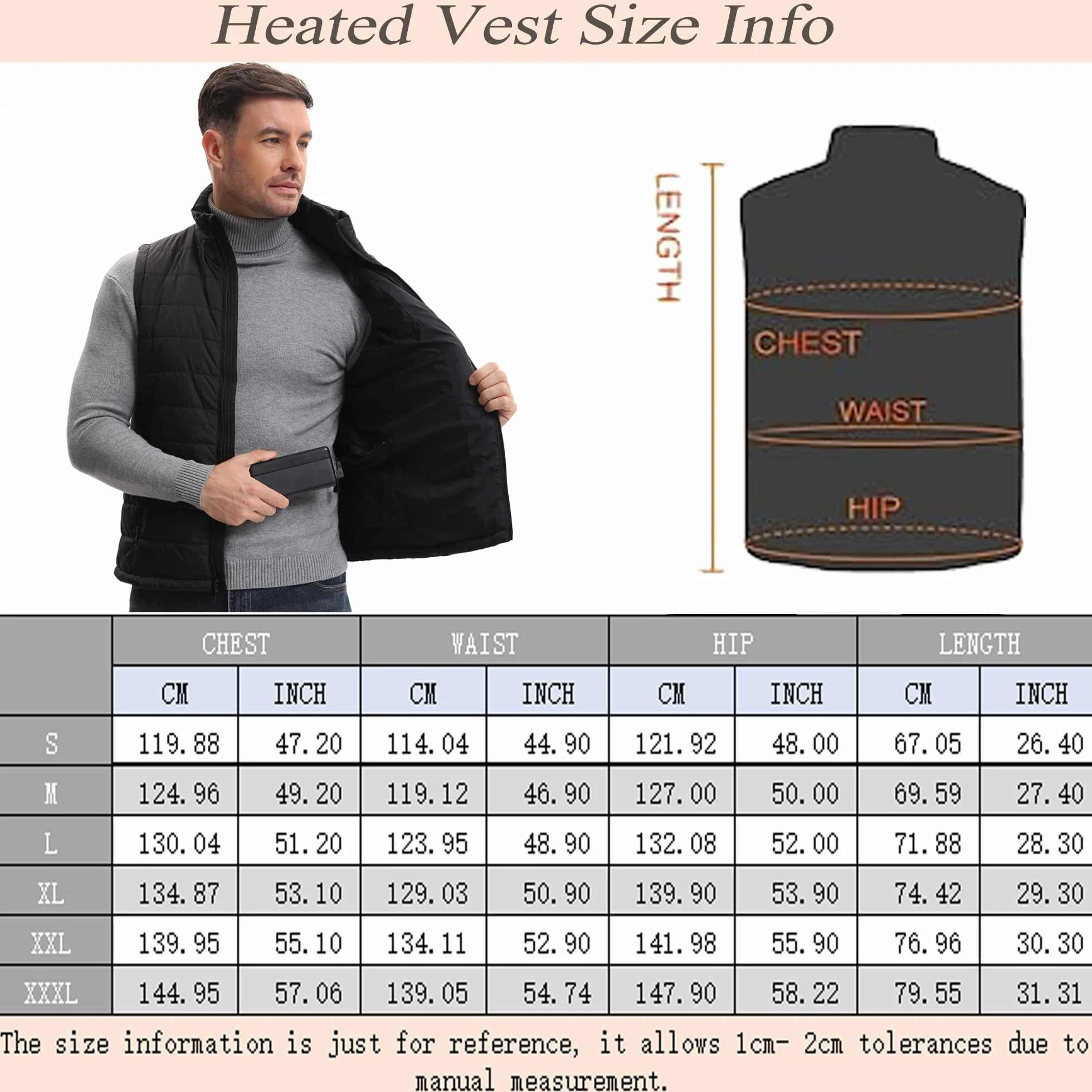 Gilet Chauffant Électrique Homme Sans Manche 13 Zones 3 Modes Batterie Incluse
