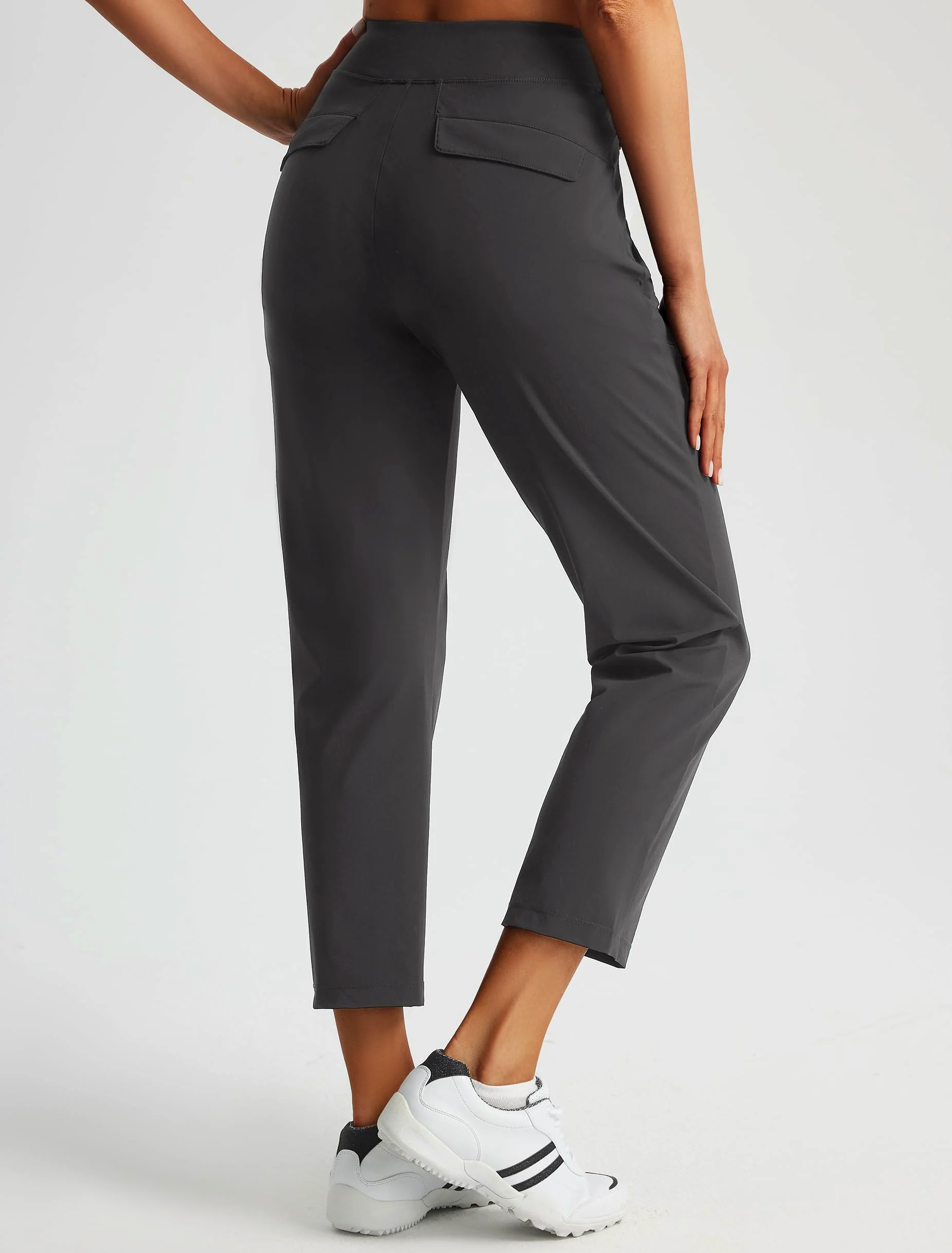 Pantalon De Golf Femme Pantalon D’Été Léger Et Respirant Taille Courte Jogging Sport Modèle Stretch Pantalon Décontracté Et Habillé avec Poches 25", Gris foncé XL