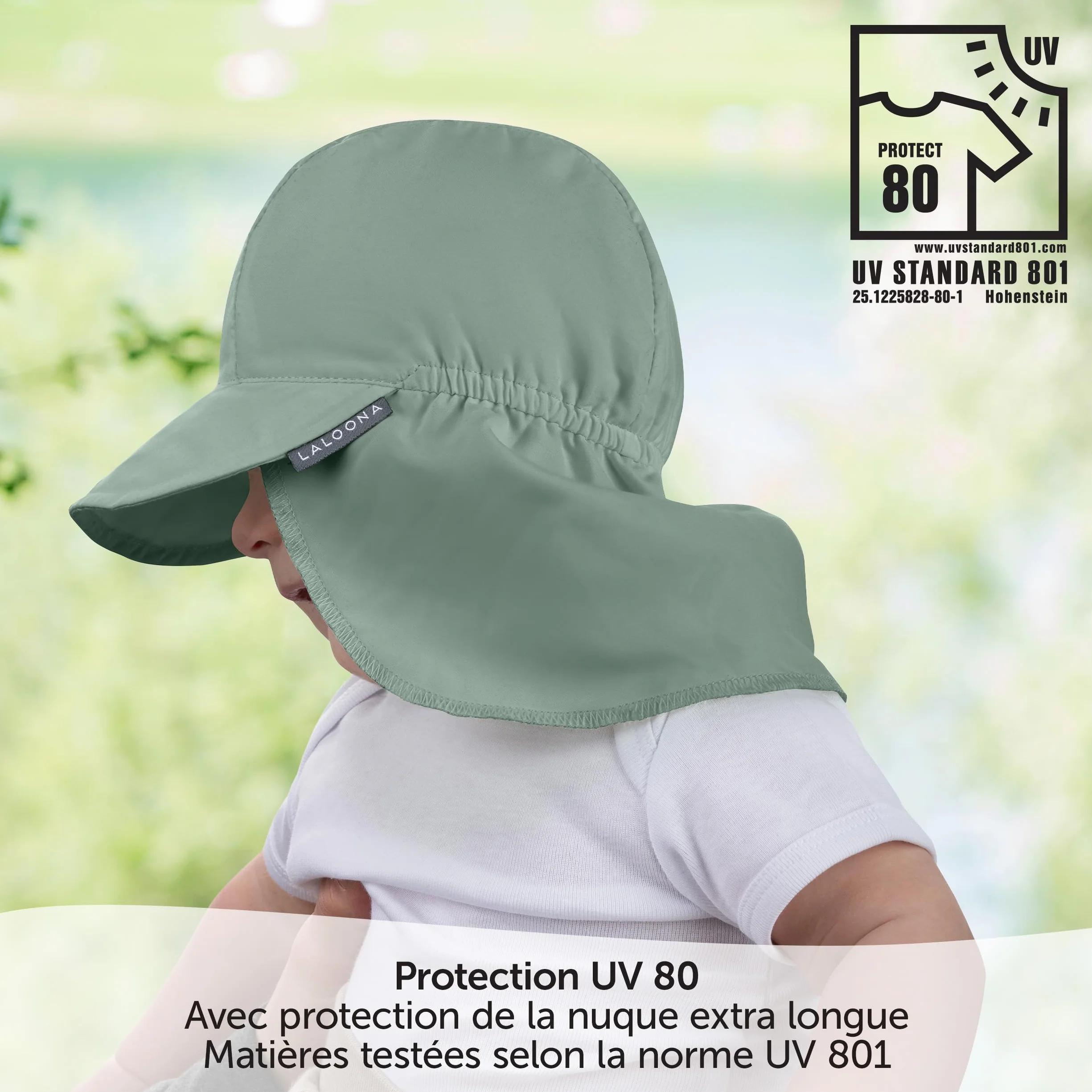 LaLoona Casquette Bébé Anti UV 80+ avec Protège-Nuque – Chapeau Été Respirant Protection Soleil Bébé Garçon Fille Séchage Rapide Certifié Oeko-Tex