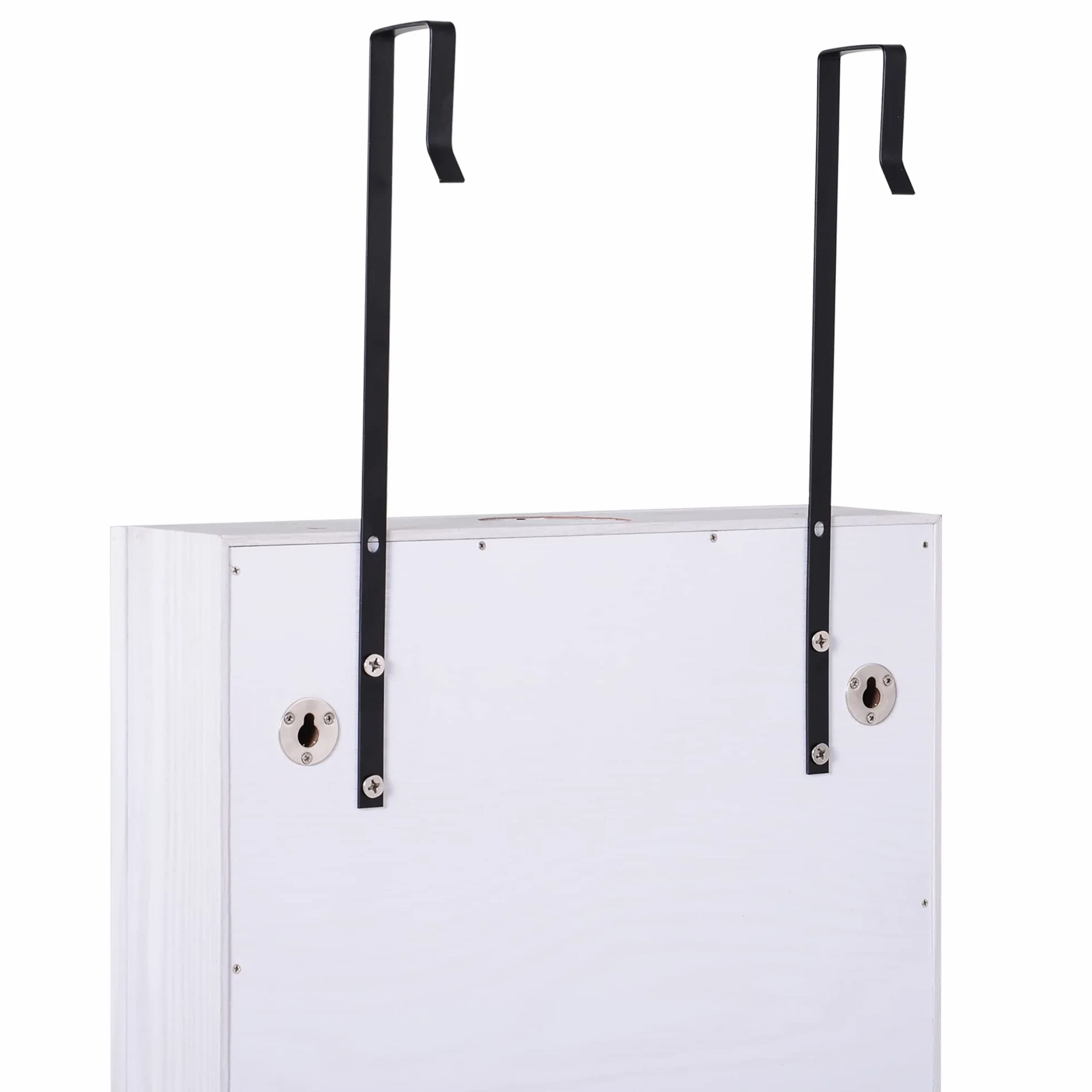 HOMCOM Armoire à bijoux avec miroir LED, verrouillable, fixation porte ou mur, 37x10x120cm, effet bois grisé