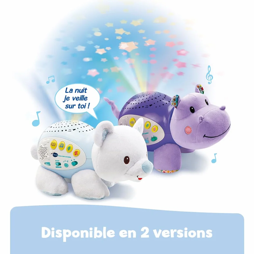 VTech Ourson Dodo Nuit Étoilée Veilleuse Bébé Musicale Projection Lumineuse au Plafond Cadeau de Naissance