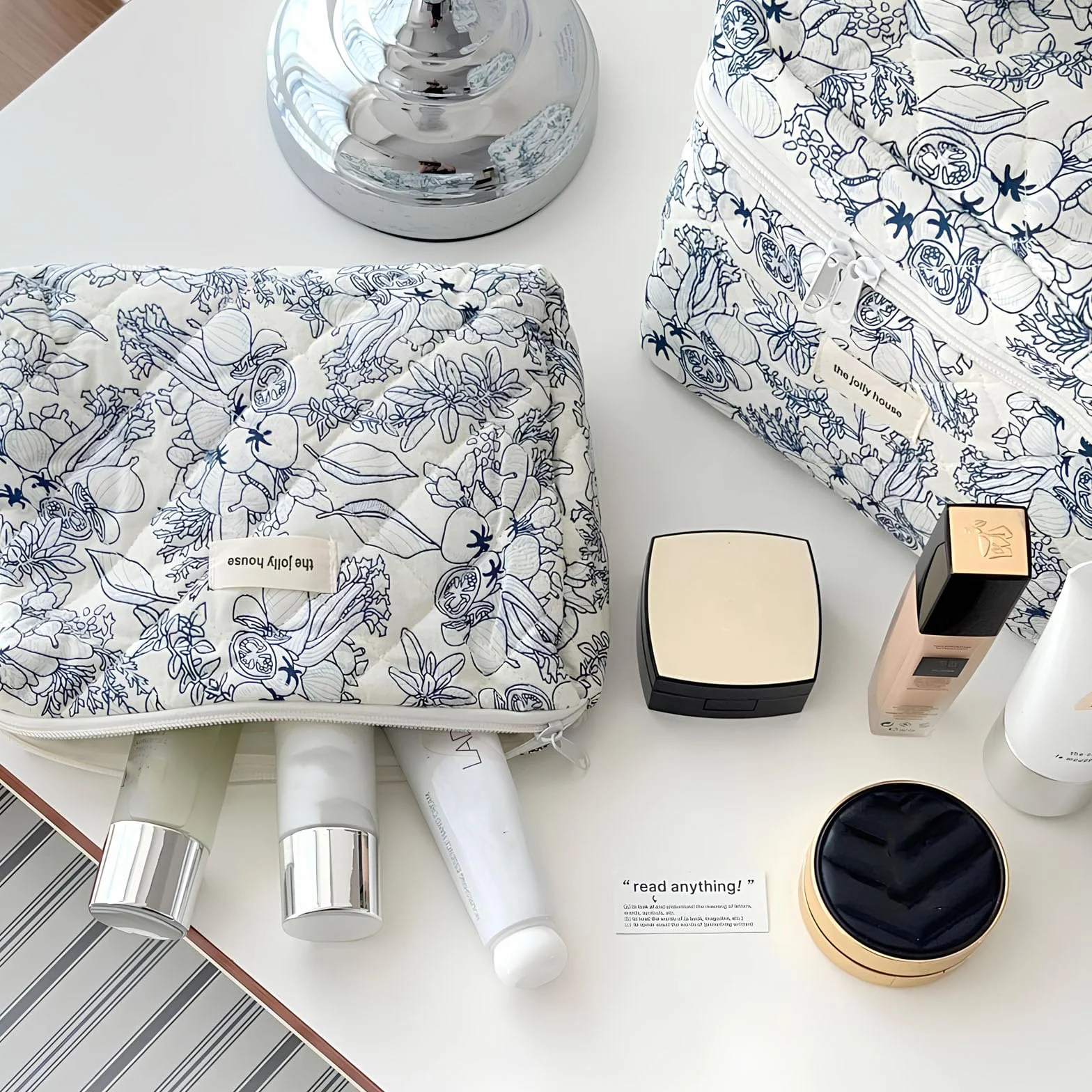 Trousse Maquillage Matelassée Grande Capacité Voyage Motif Floral pour Femme