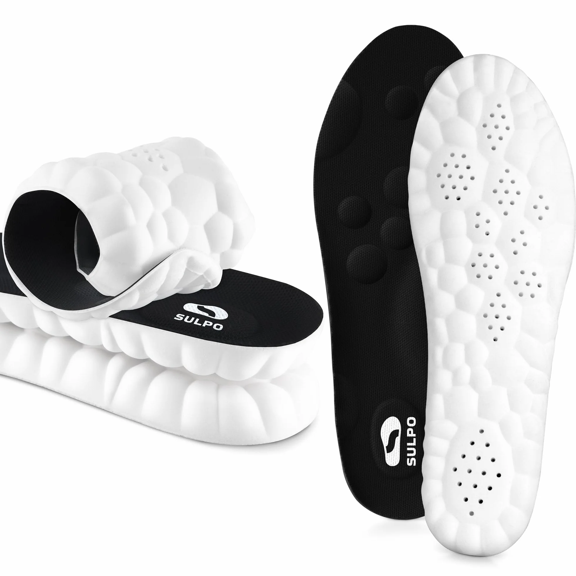 SULPO SPORT Semelles Orthopédiques Chaussures Sportives Confort Amortissantes Absorption Chocs Respirantes 43-44 XL Noir