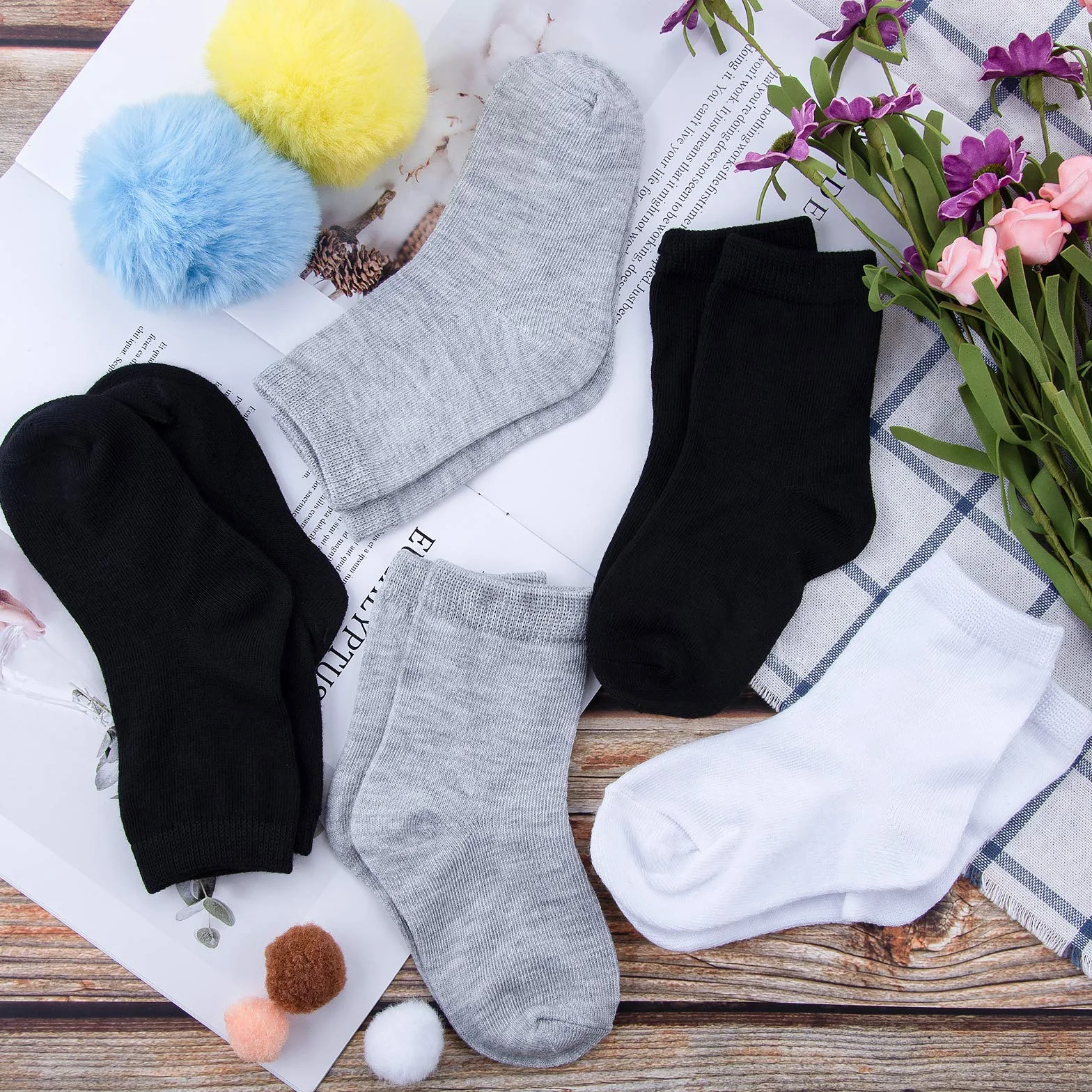 Duufin 18 Paires Chaussettes Bébé Enfant 3 Couleurs Garçon Fille