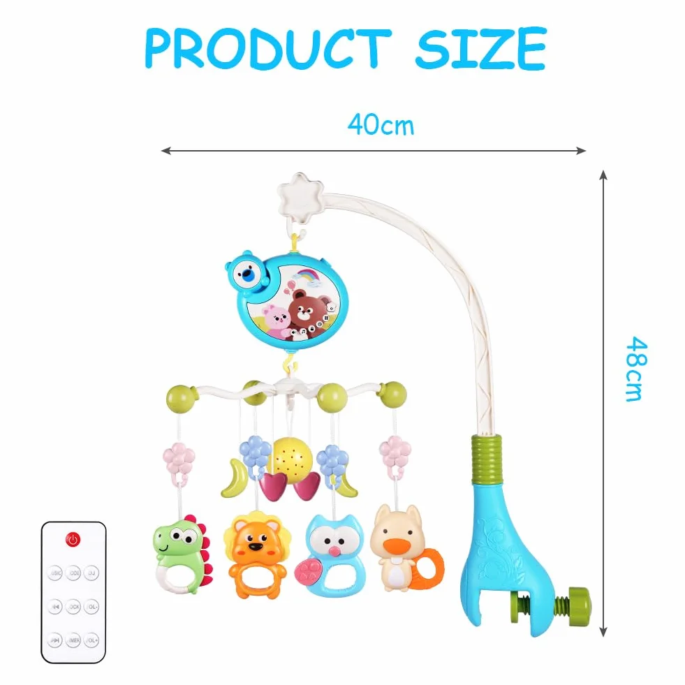Aolso Mobile Musical Bébé 3-en-1 avec Lumières et Musique, Projecteur pour Lit et Poussette, Cadeau Nouveau-Né