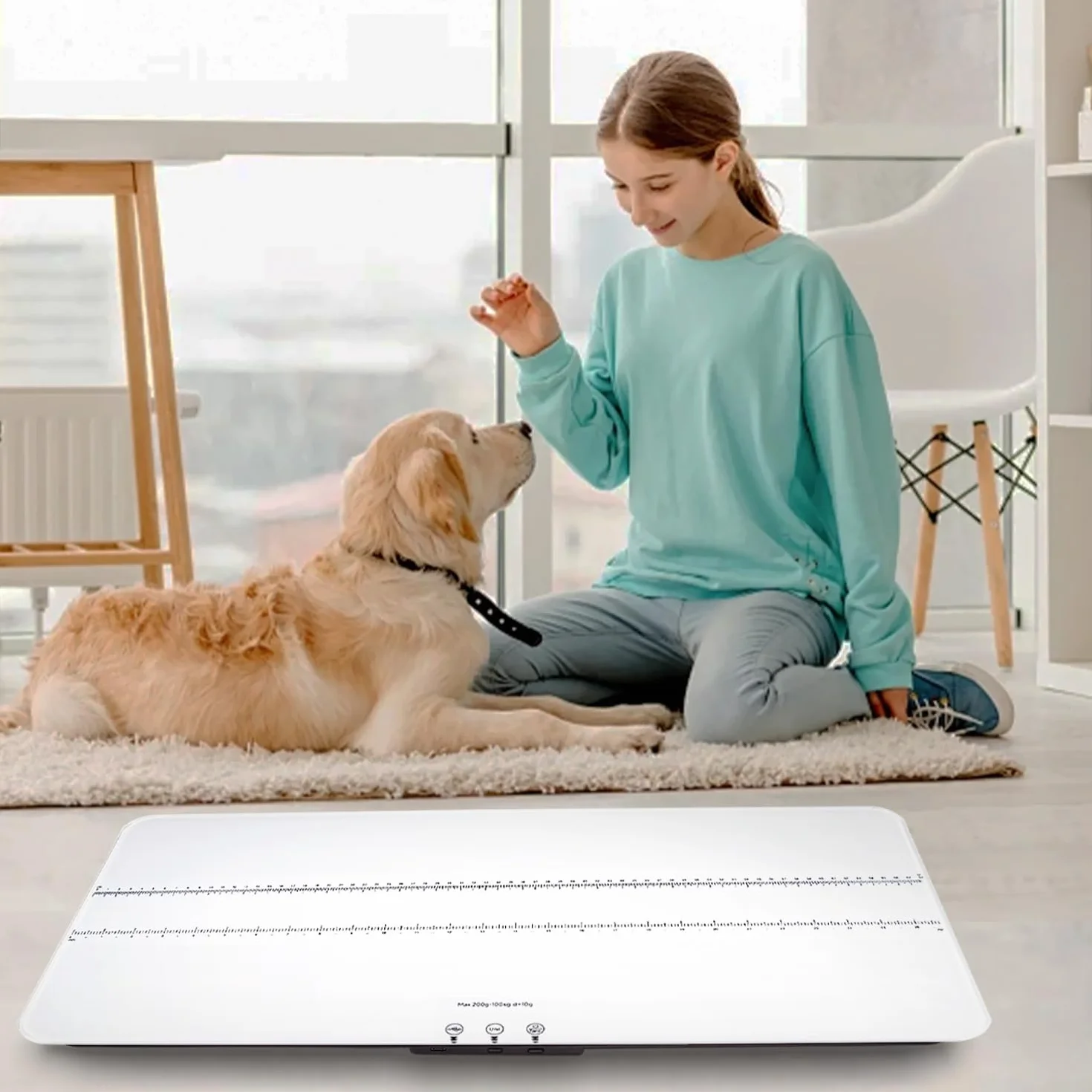 Balance numérique haute précision 100 kg x 10 g UNIWEIGH pour chien chat verre trempé USB