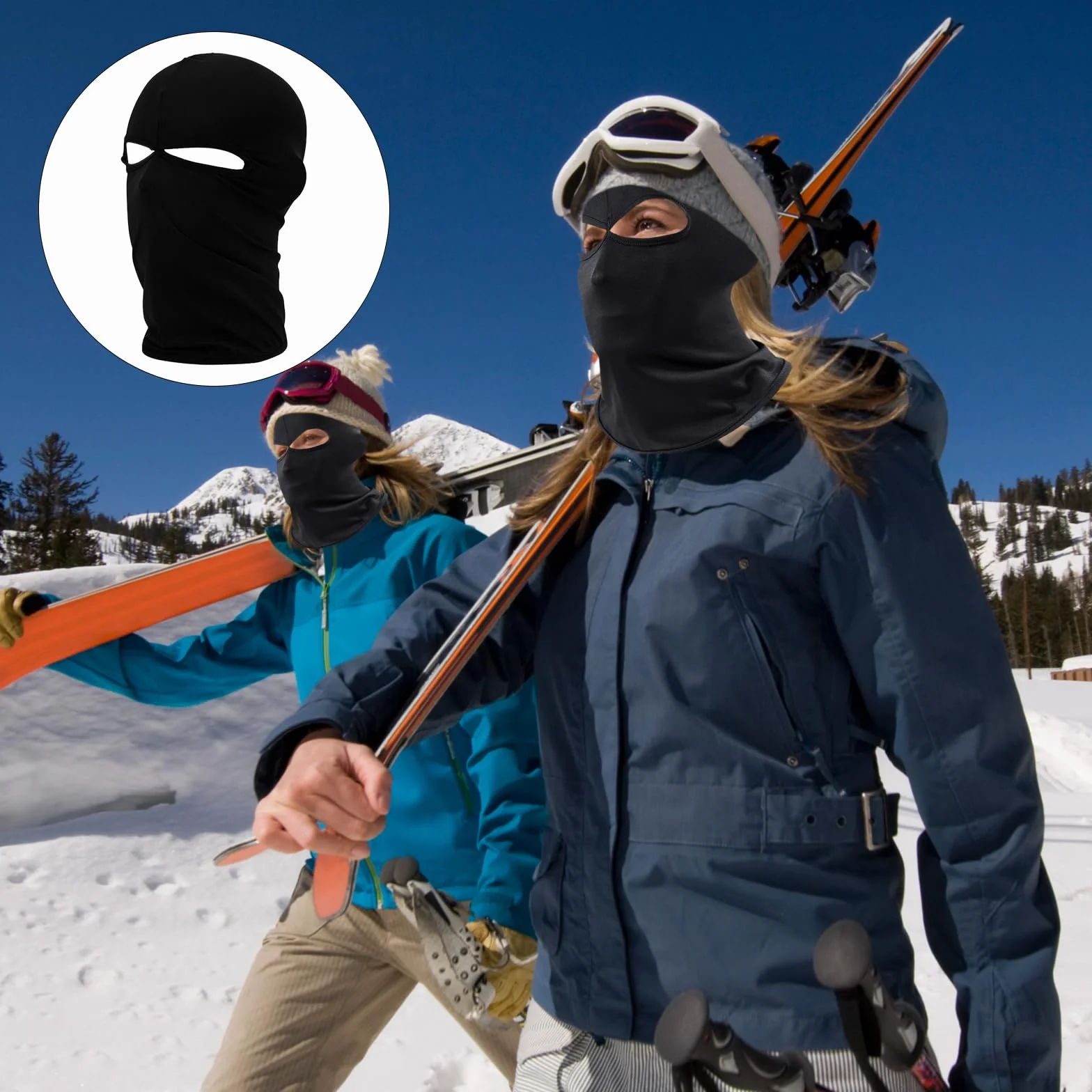 Masque de Ski Cagoule 3 Pièces avec 2 Trous Hommes Femmes Moto Protection UV Léger Respirant