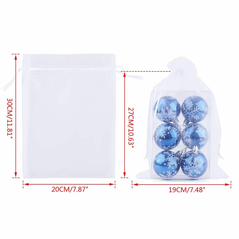Sacs Organza 20x30cm Pochettes Cadeau avec Cordon de Serrage Blanc 100pcs
