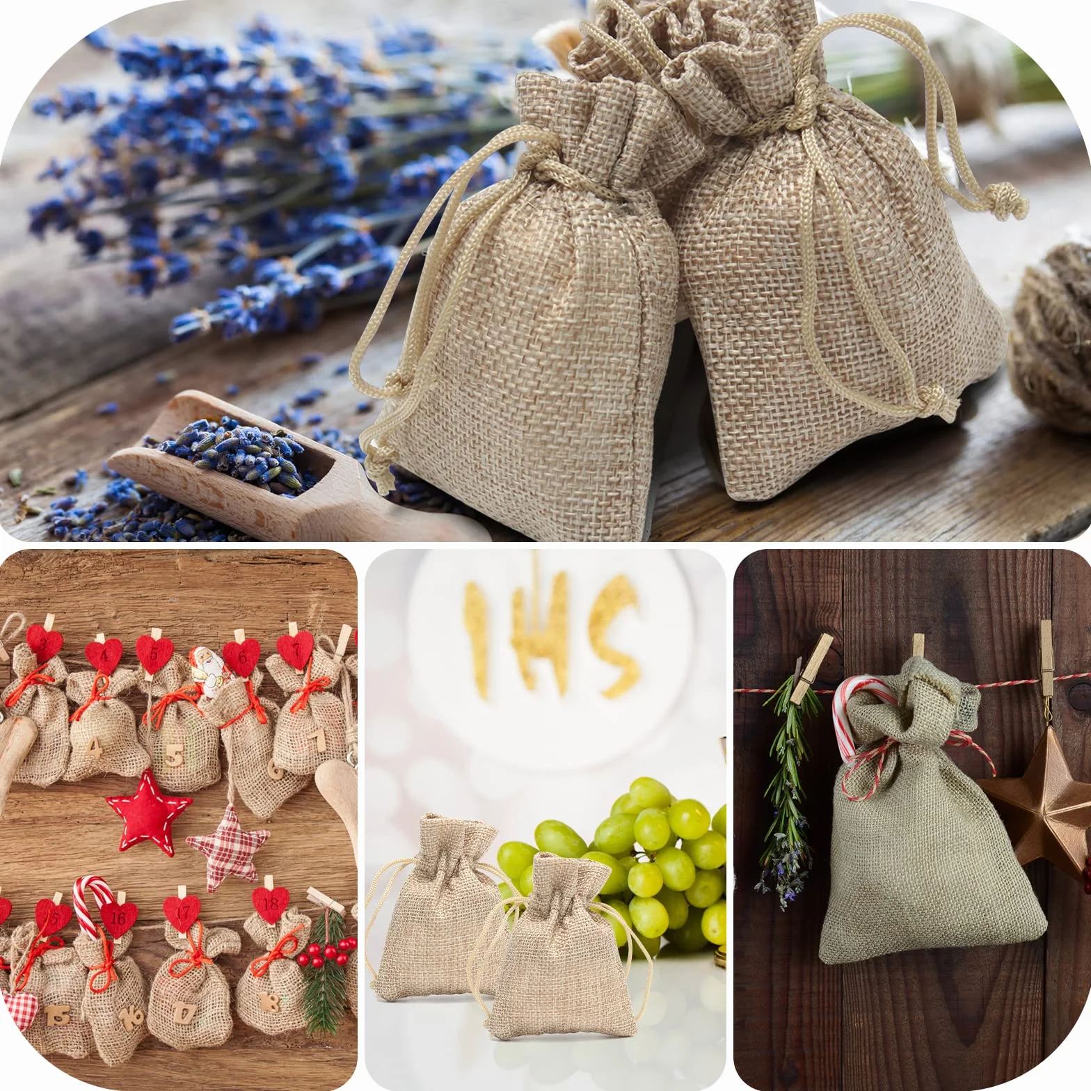 Sac Toile de Jute NAEBRO 50 Pcs 7x9 cm Corde de Serrage Cadeau Bijoux Cosmétiques