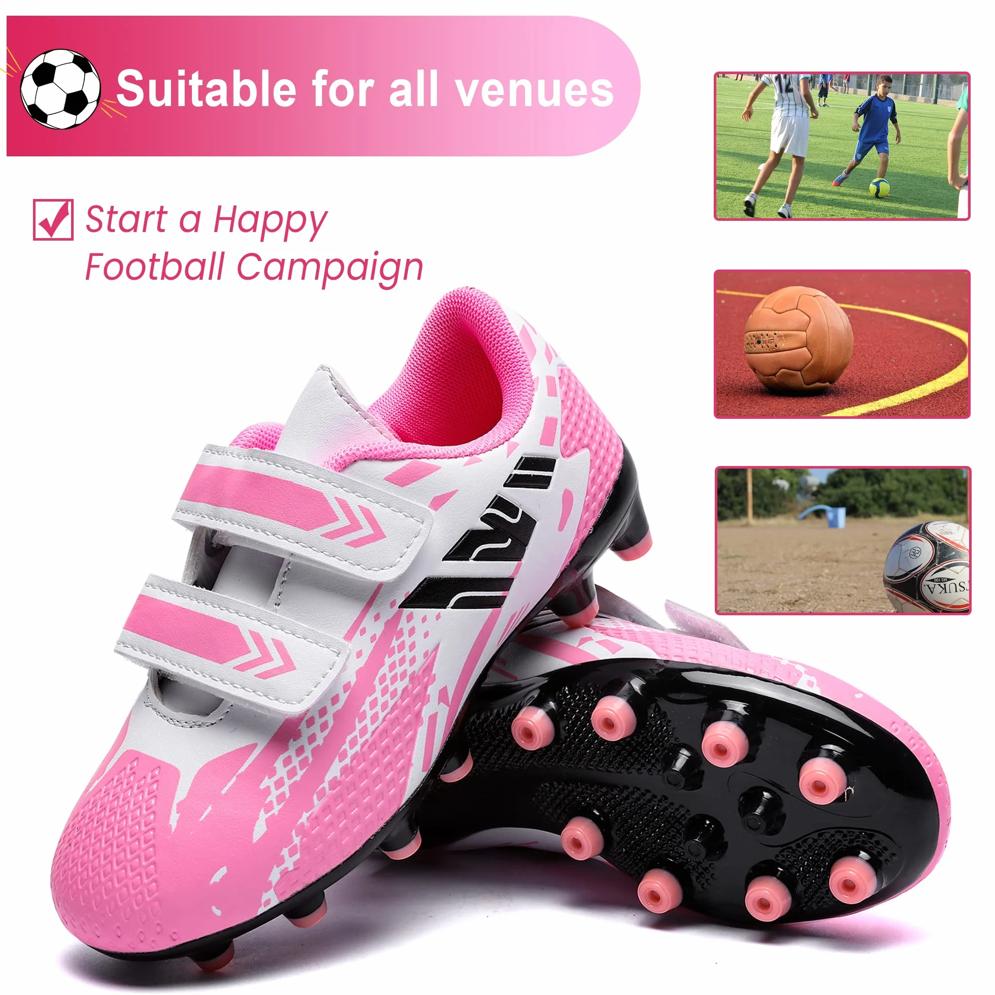 Chaussures de Football Professionnel Respirantes Antidérapant Crampon Enfant 28-37EU