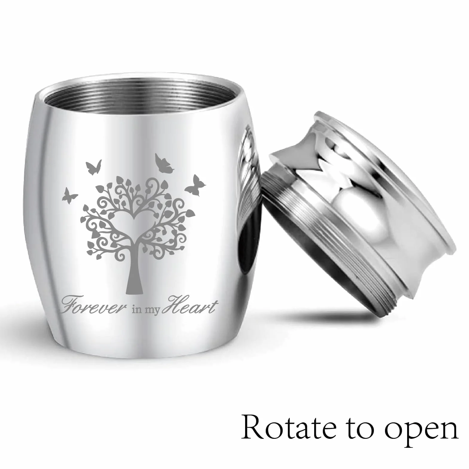 CREATCABIN Petite Urne Souvenir Mini Urnes Crémation Arbre de Vie Papillon Acier Inoxydable Argent pour Animal Domestique Humain