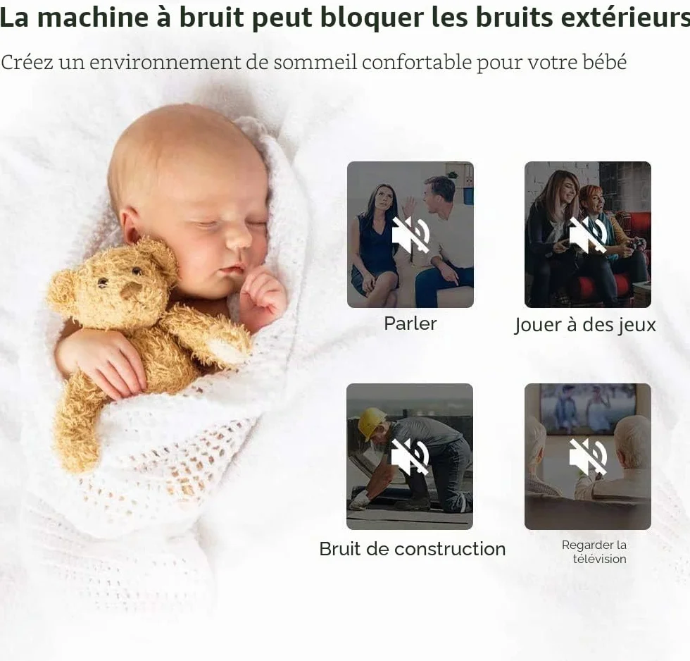RENPHO Machine à bruit blanc, Appareil de sommeil portable avec 29 sons, minuterie réglable