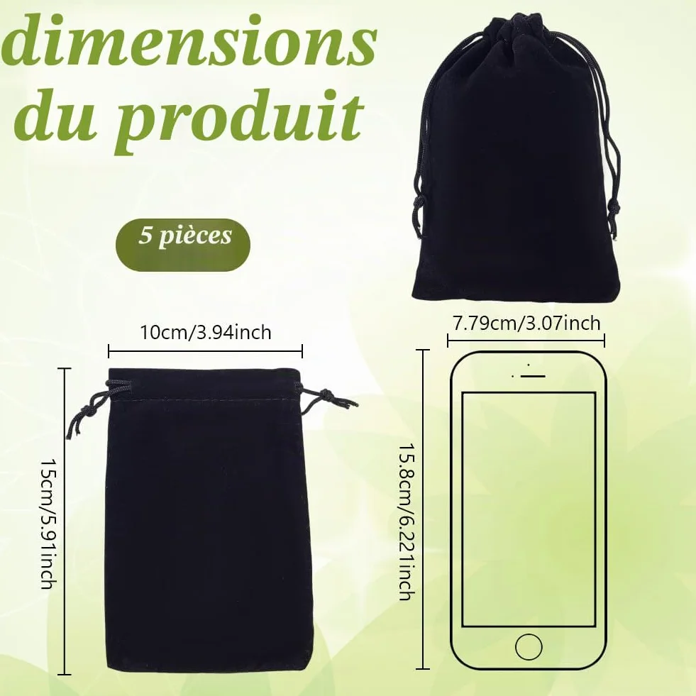 NBEADS Velvet Bags 10x15cm Noir Velvet Pochettes Sacs de Bonbons de Noël Faveur pour Bijoux