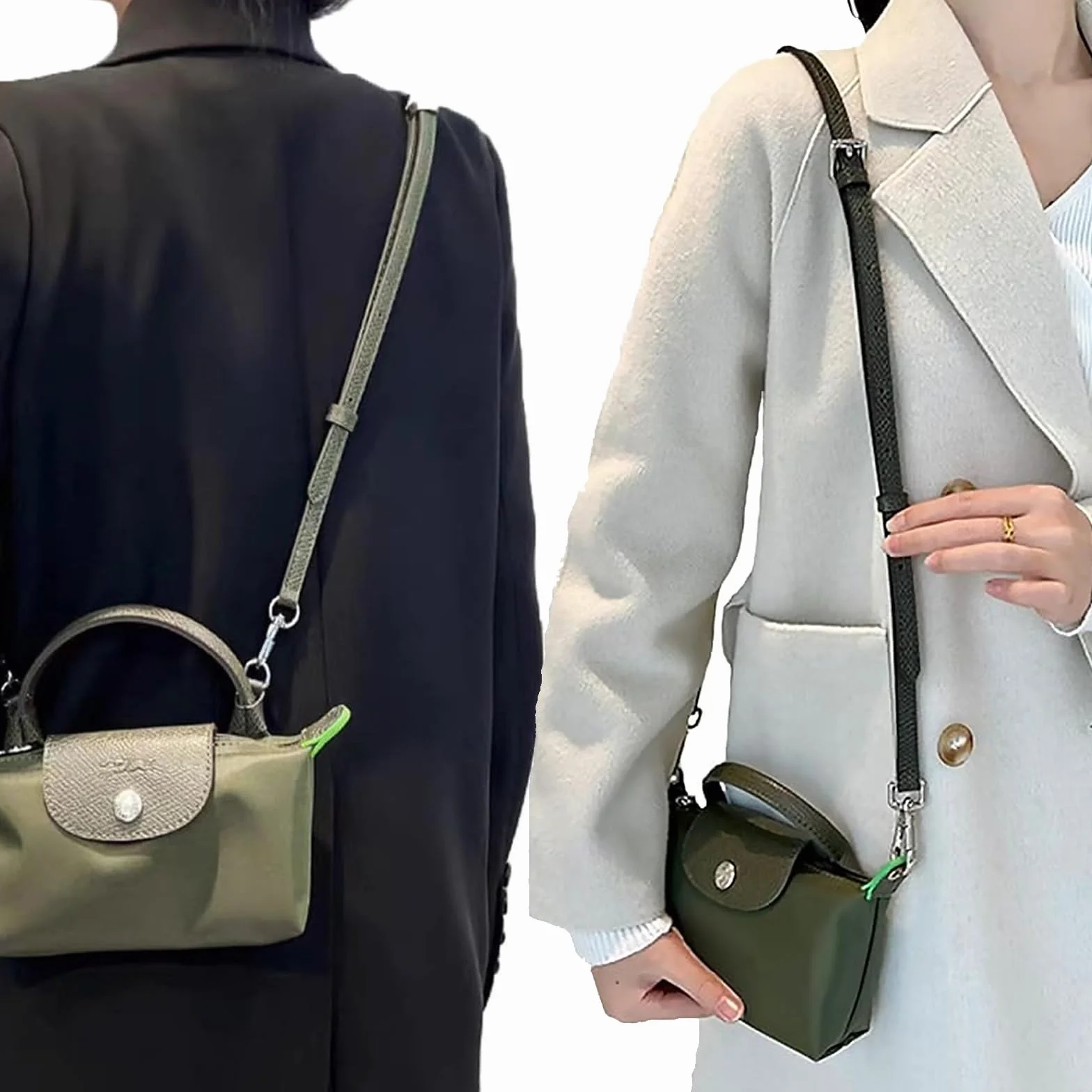 Bandoulière Compatible avec Longchamp, Bandoulière Sac Réglable, Vert Foncé