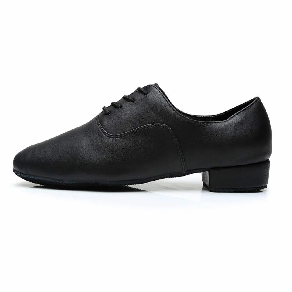 Danse élégante Ronde en Cuir Noir Morden Jazz Latin Hommes Chaussures Ballroom Demi Semelles