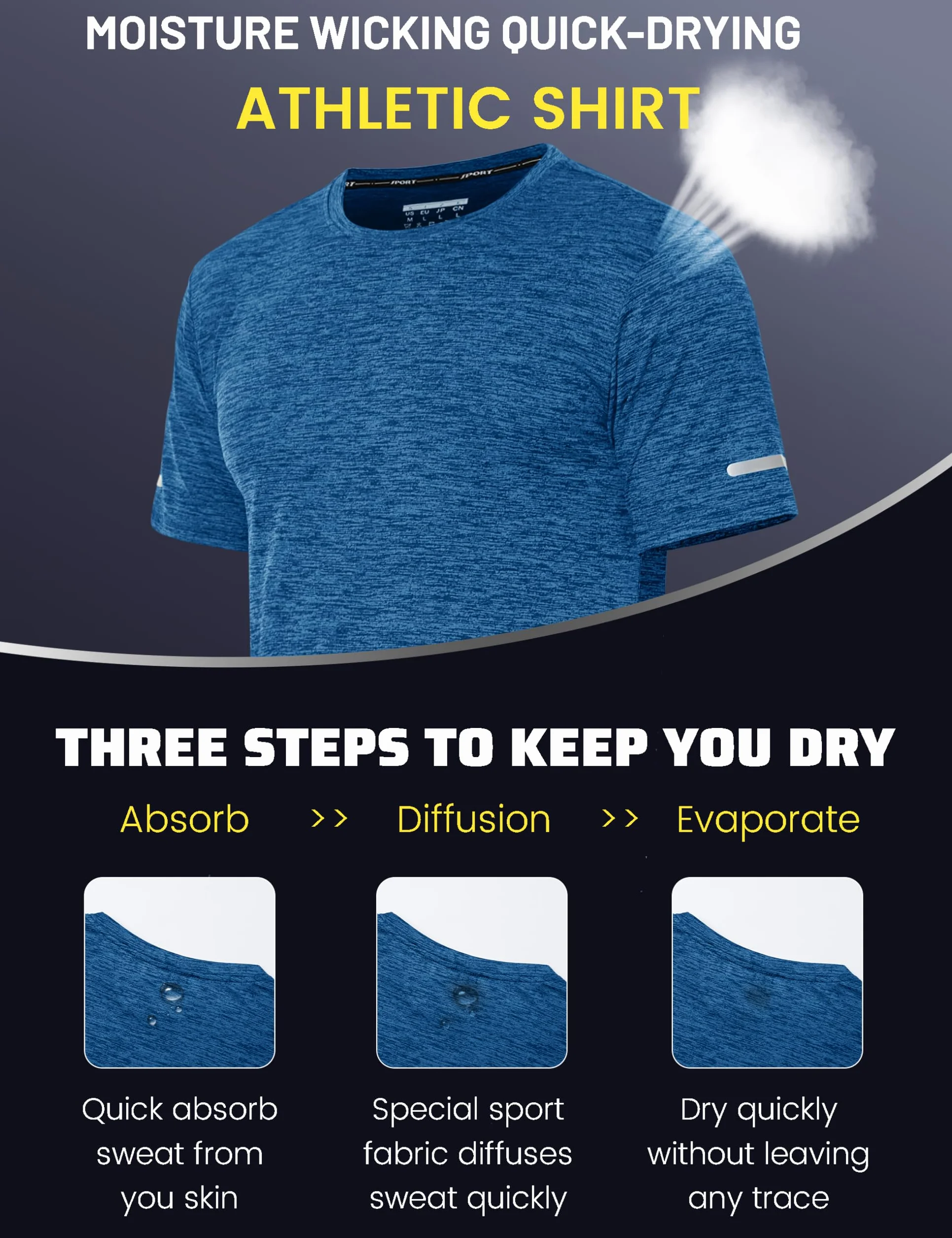 MAGCOMSEN T-Shirt Homme Respirante Séchage Rapide Manches Courtes Fitness Course