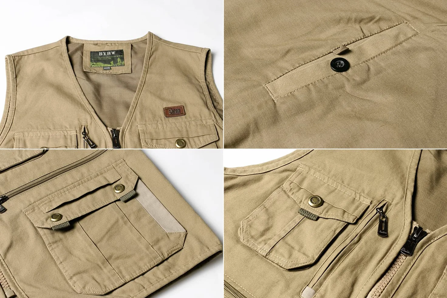 Gilet de Chasse Homme Sans Manche Multi-poches Veste de Pêche Photographe Randonnée