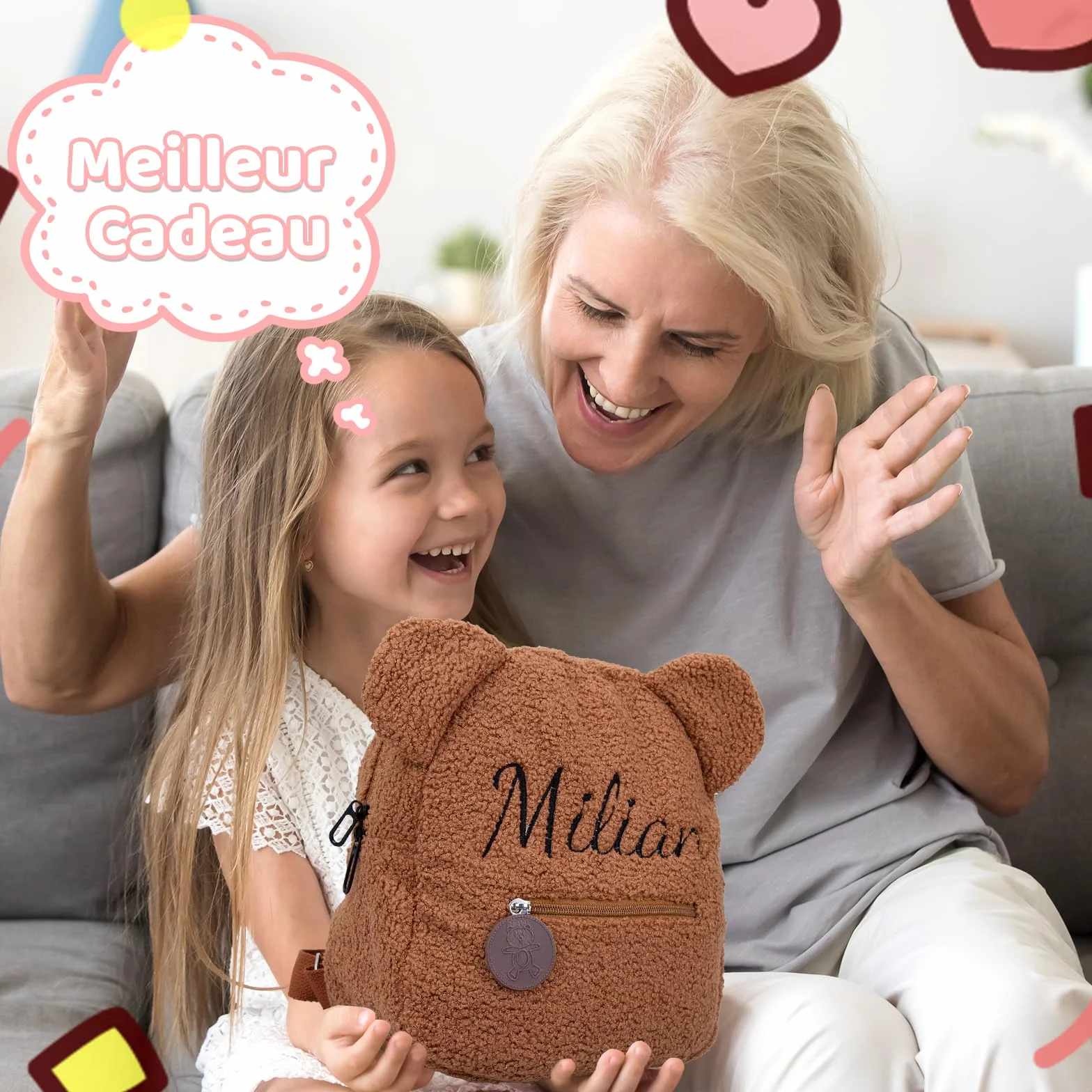 Sac Personnalisable Enfant Brodé Dos Filles Garçons École Voyage Mini Teddy